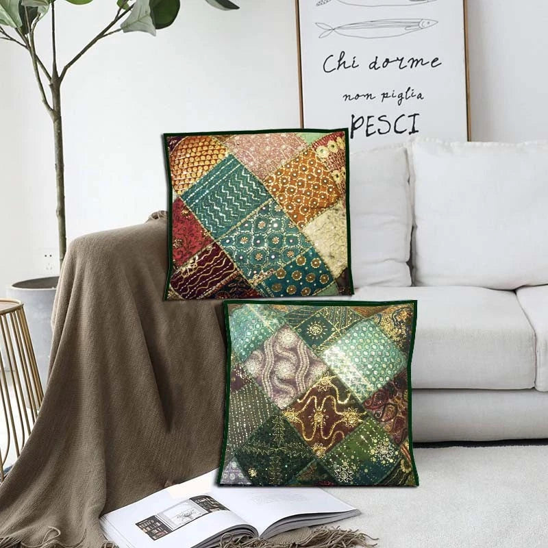 30" SET OF 2 PC Handmade Patchwork Ethnic Sofa Pillow Cushion Cover Living Room