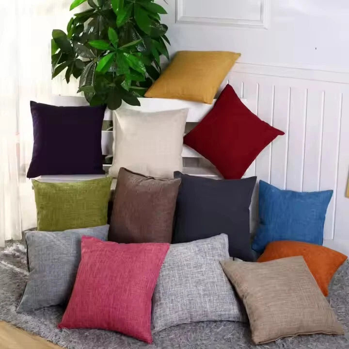 Home Use Sofa Living Room Bedside Back Cushion Cotton Linen Included Solid Color