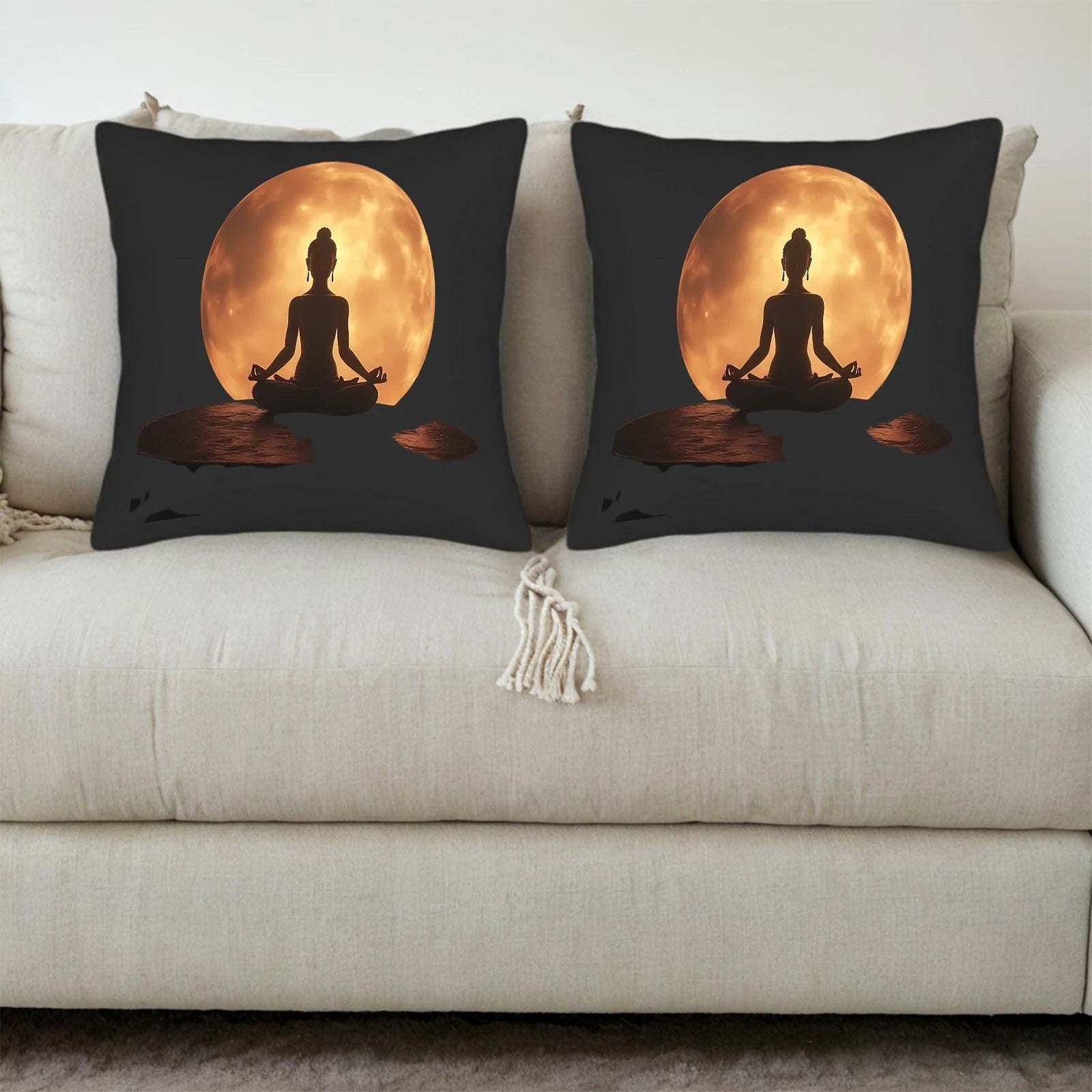 Set of 2 18x18in Throw Pillow Covers - Serene Moonlit Design for Couch Bed Car