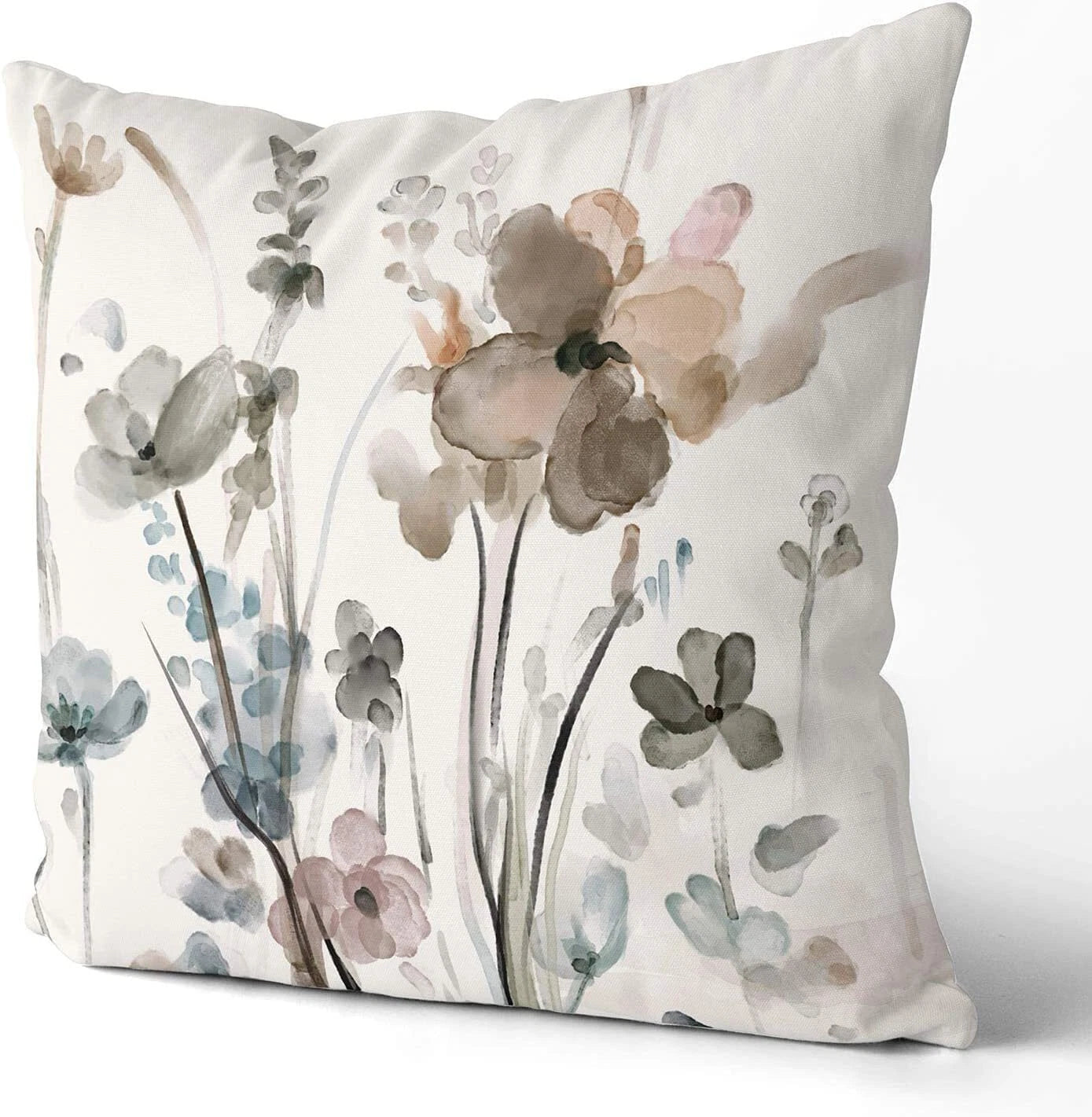 Set of 2 Modern Flowers Decorative Square Pillowcases for Sofa Couch Bedroom