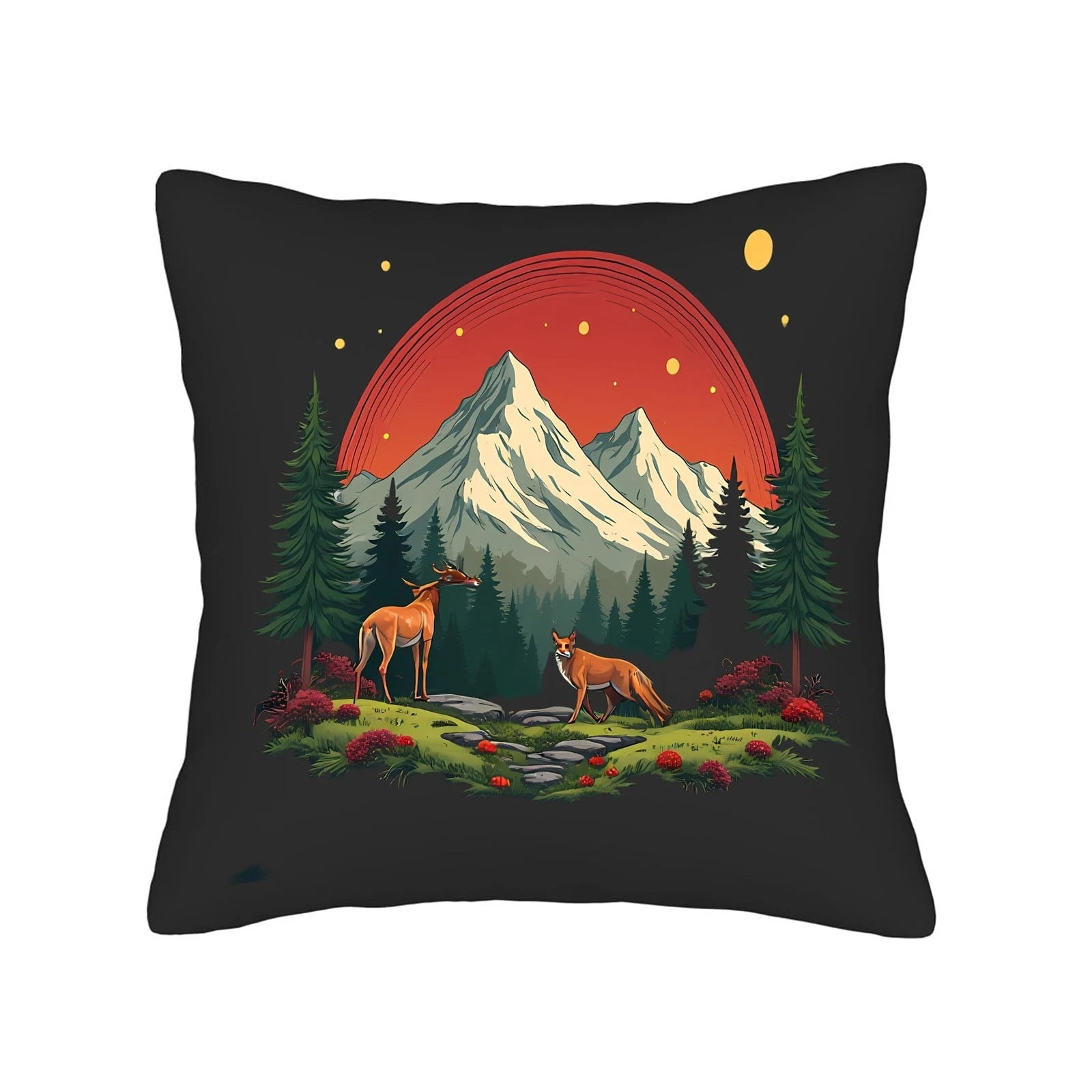 Serene Forest Foxes Throw Pillow Covers - Set of 2 18x18in Cushion Cases