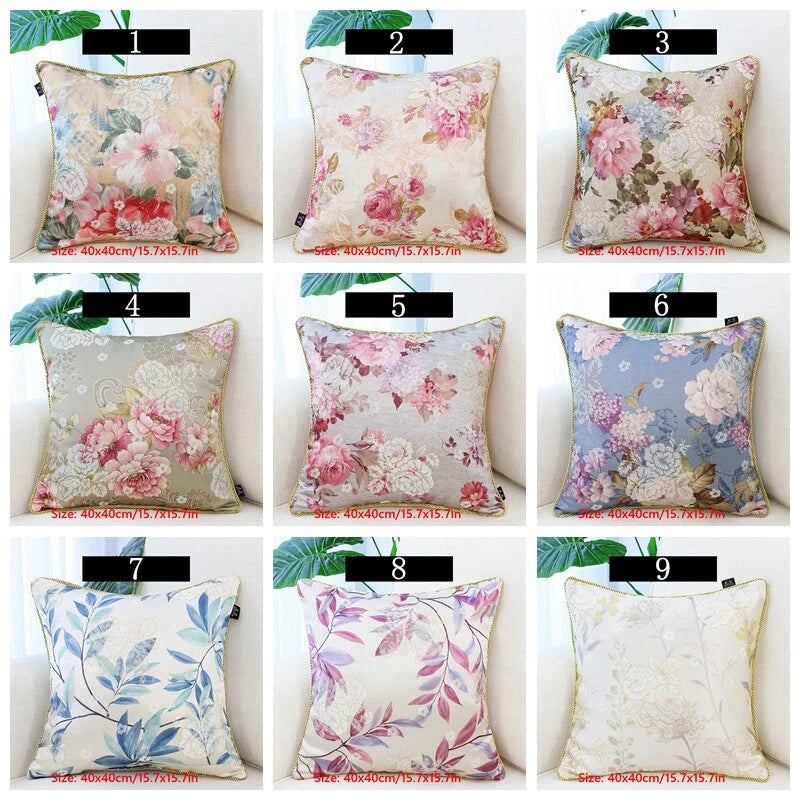 2X Chinese Satin Pillow Case Floral Cushion Covers Sofa Car Bed Home Decor Retro