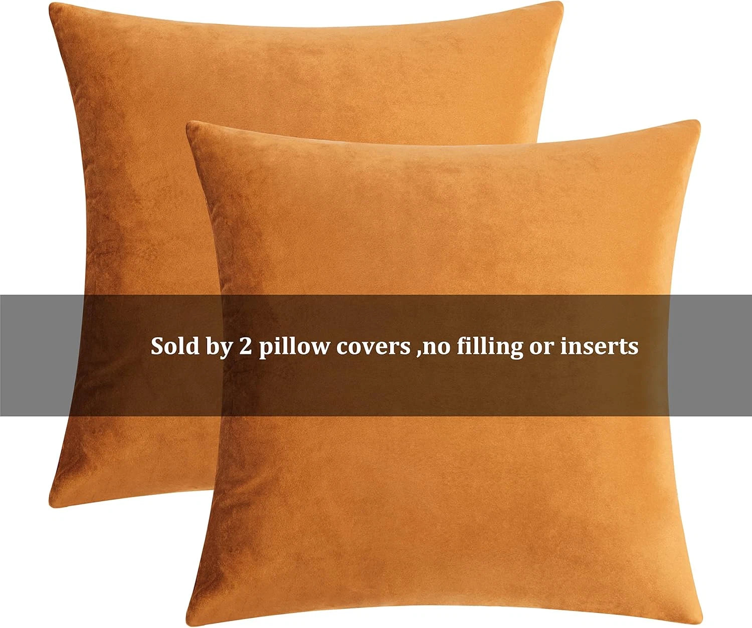 2 Pack Cinnamon Orange Velvet Pillow Covers for Sofa & Bed