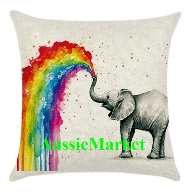 1 x cushion cover pillow case elephant animal sofa lounge bed decor colourful