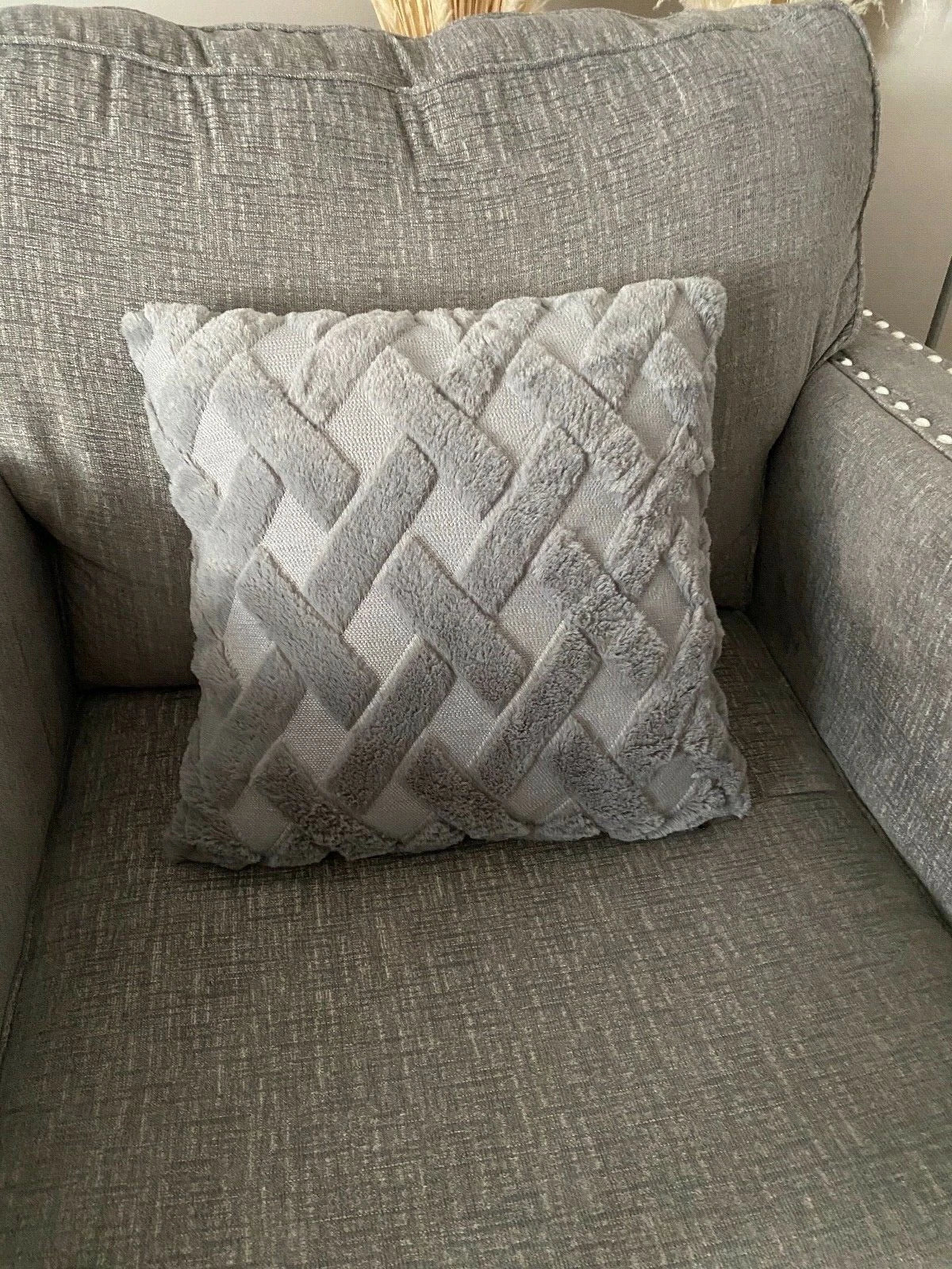 Pillow Cover 18"/18" Sofa Bed Gray Case Faux Fur Pillow Cushion Home Decor Gift