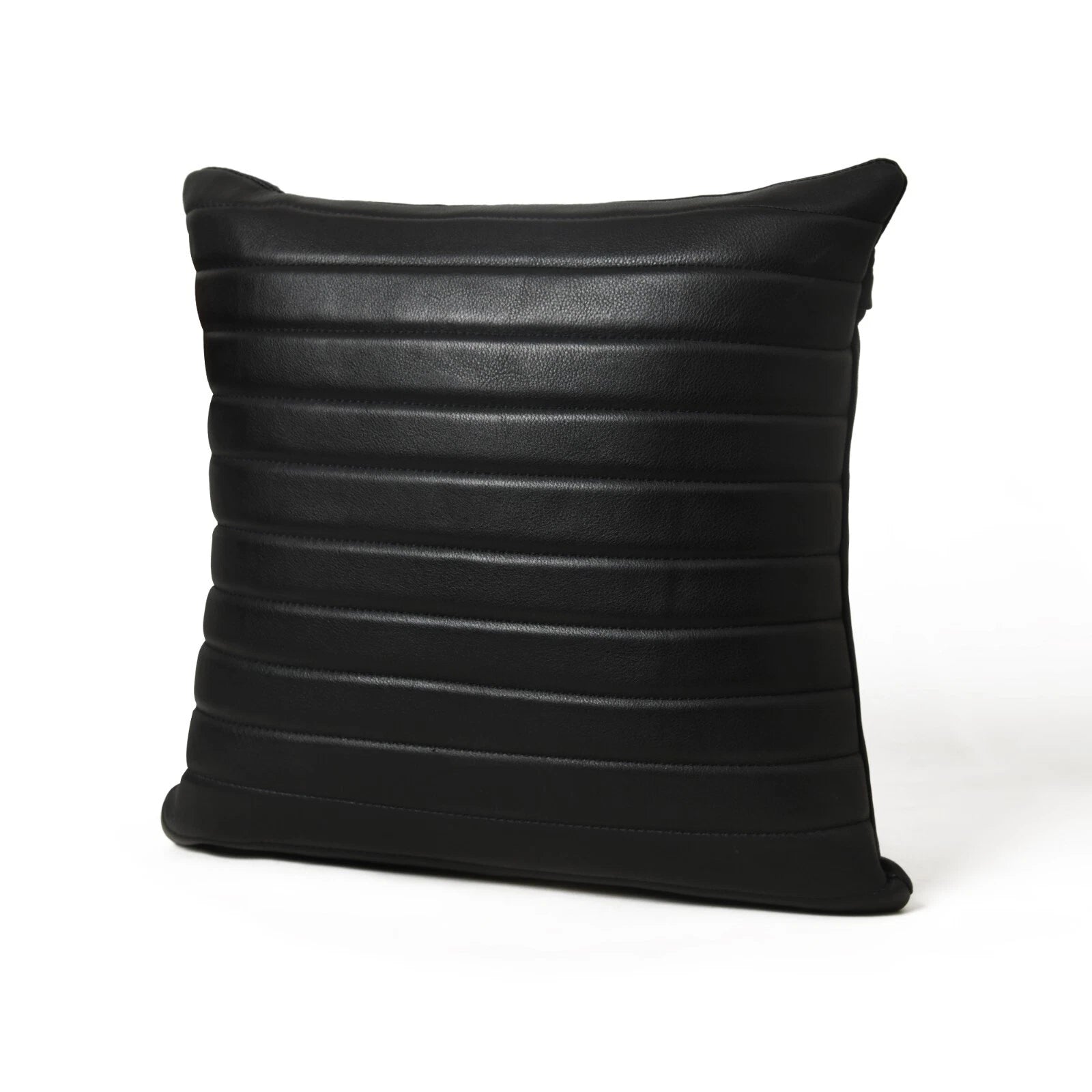 MOUSM Leather Parallel Lines Throw Pillow Covers Cushion for Sofa Couch 18x18"