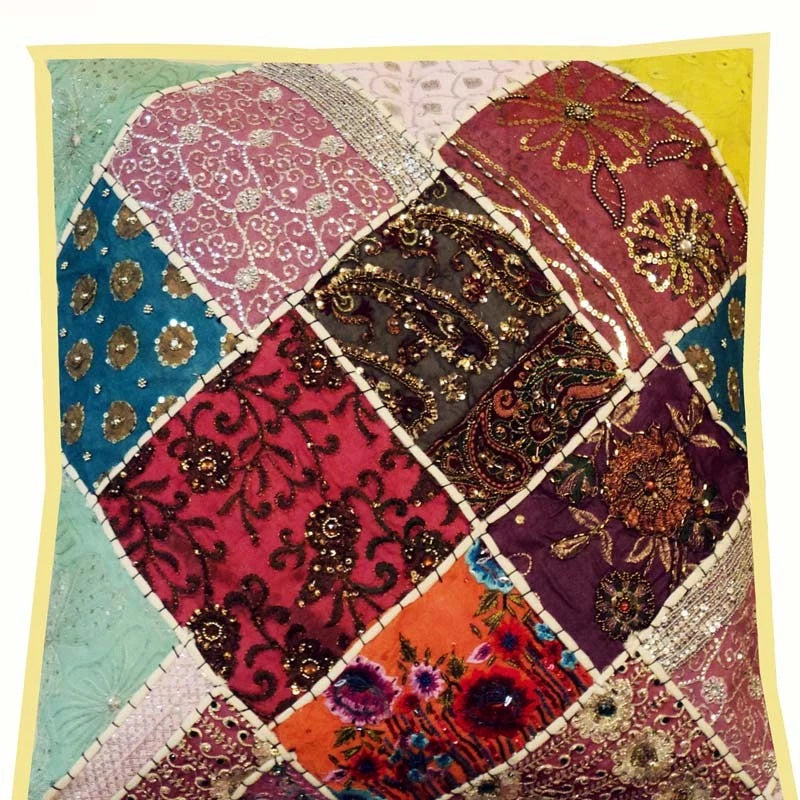 24" Patchwork Cotton Cushion Cover Decorative Throw Pillow Cover For Sofa/Bed
