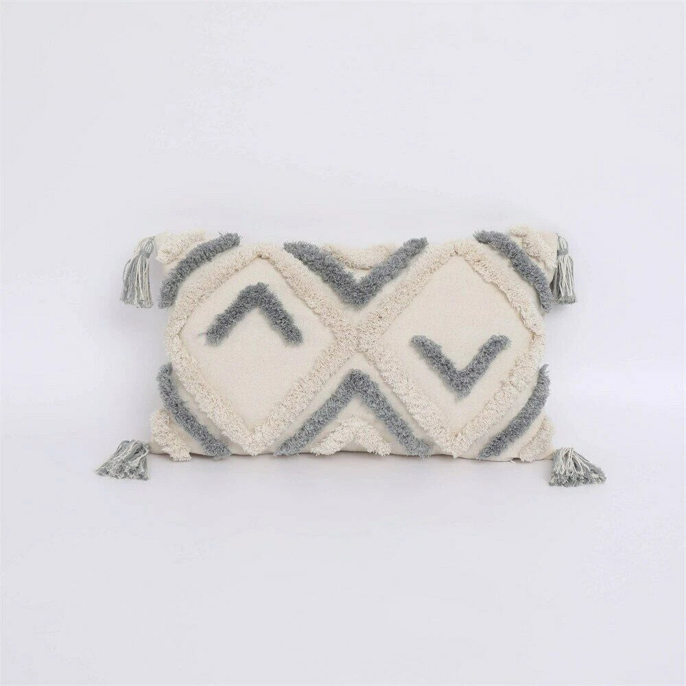 Cushion Cover Moroccan Tufted Tassel Throw Pillow Cover Macrame Pillow Case Sofa