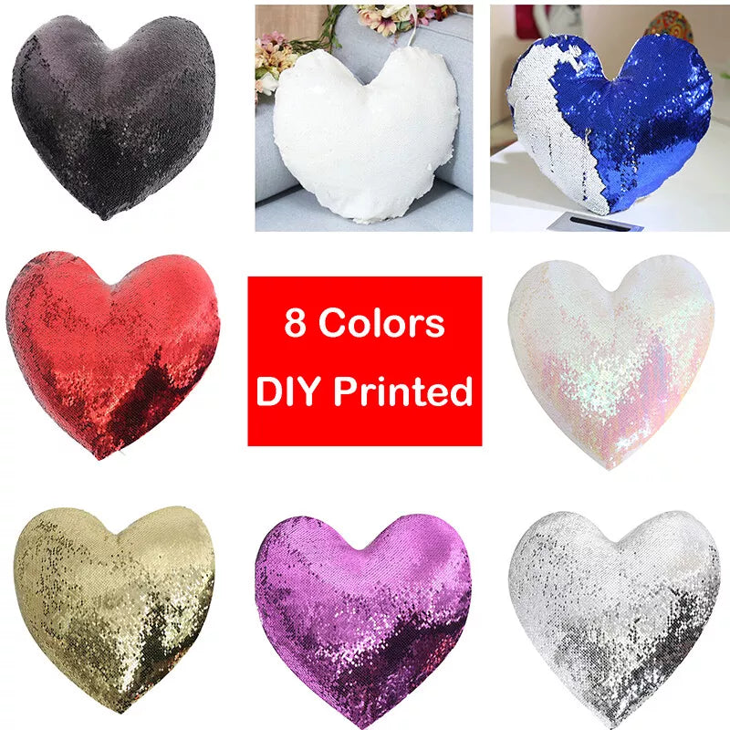 Sublimation Blank Reversible Sequin Pillow Case Cushion Cover for Home Sofa Car