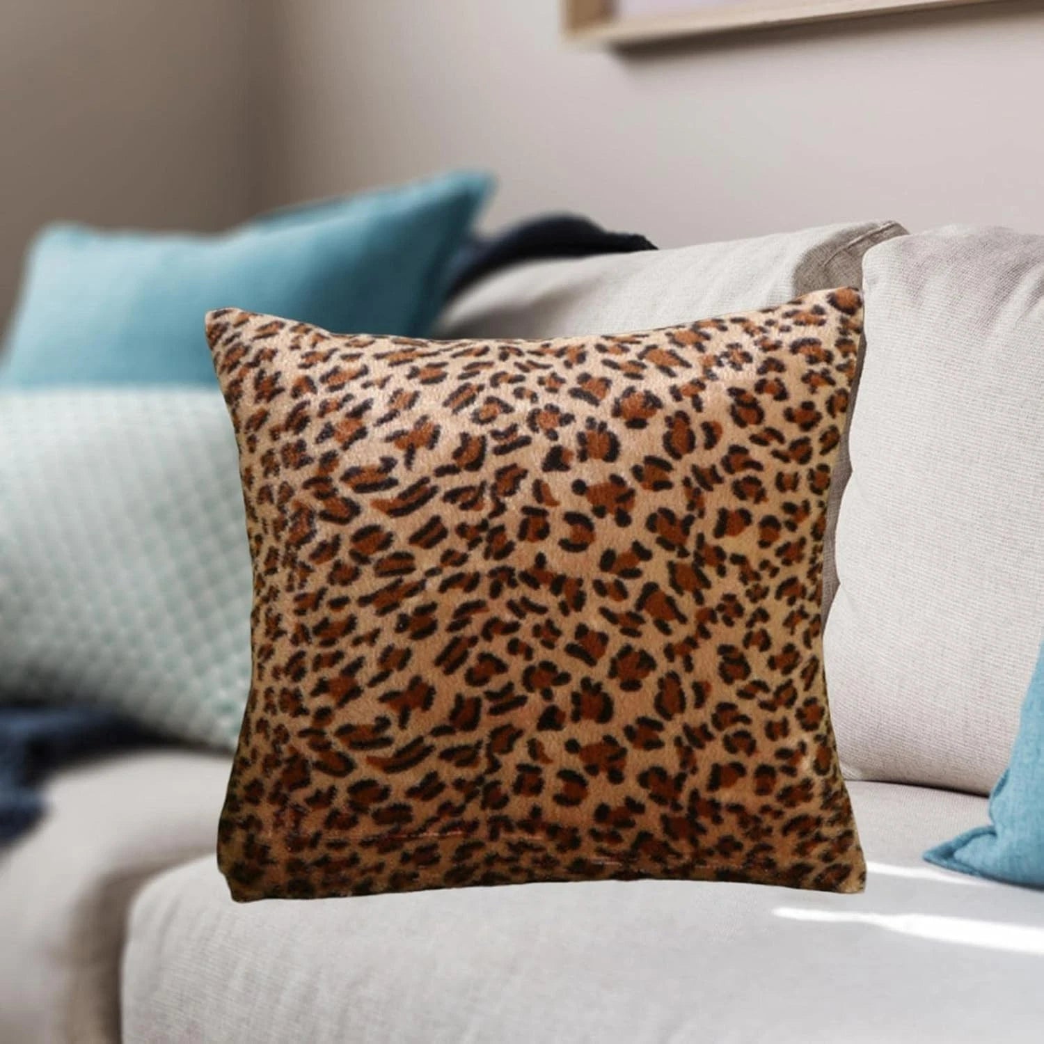 Cushion Covers 43 x 43cm Sofa Bed Throw Scatter Pillow Case Leopard Print 2 PACK