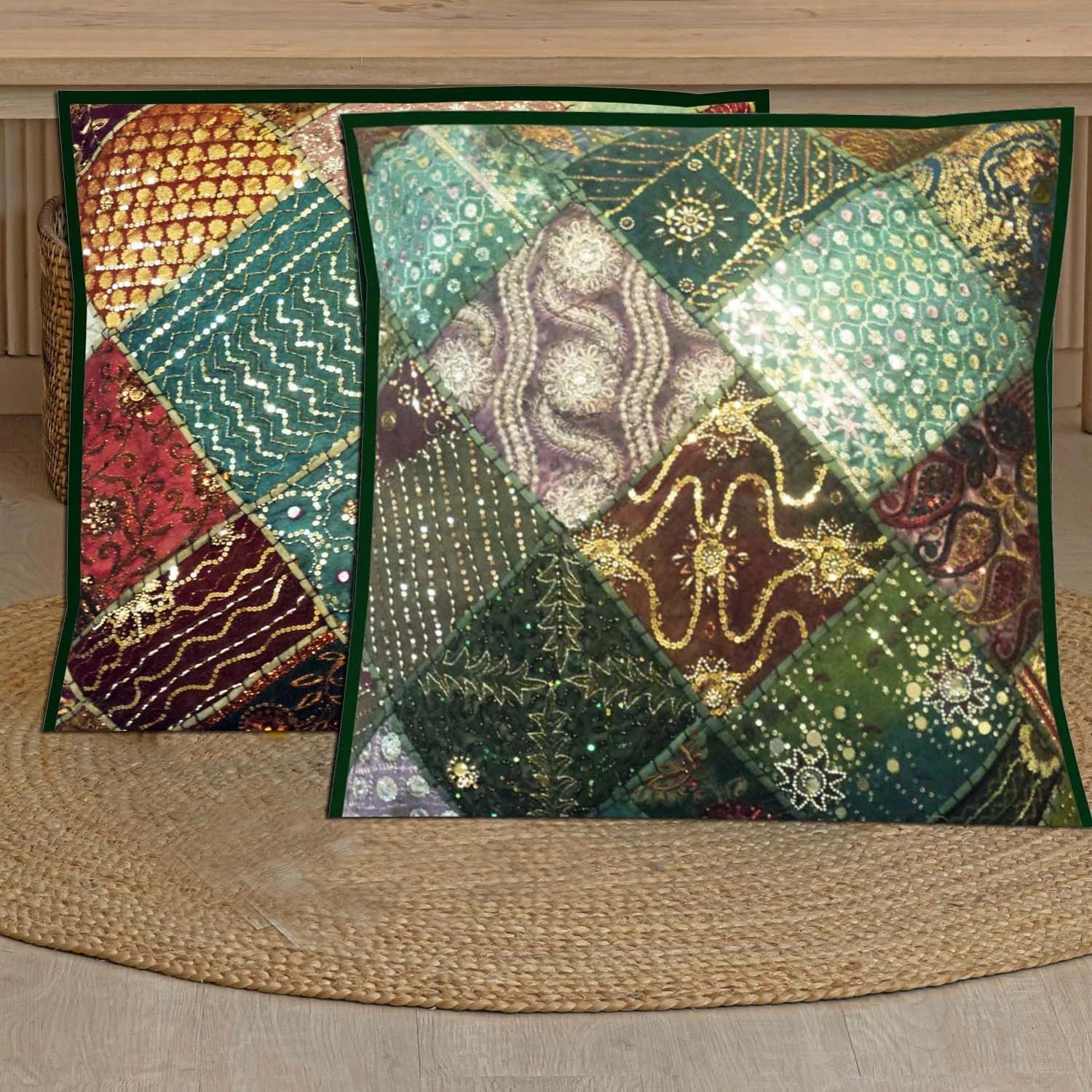 30" SET OF 2 PC Handmade Patchwork Ethnic Sofa Pillow Cushion Cover Living Room