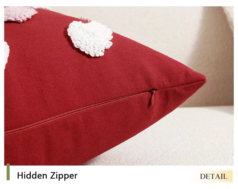 Embroidered Love Heart Cushion Cover Tufted Pillow Case Bed Sofa Home Decoration