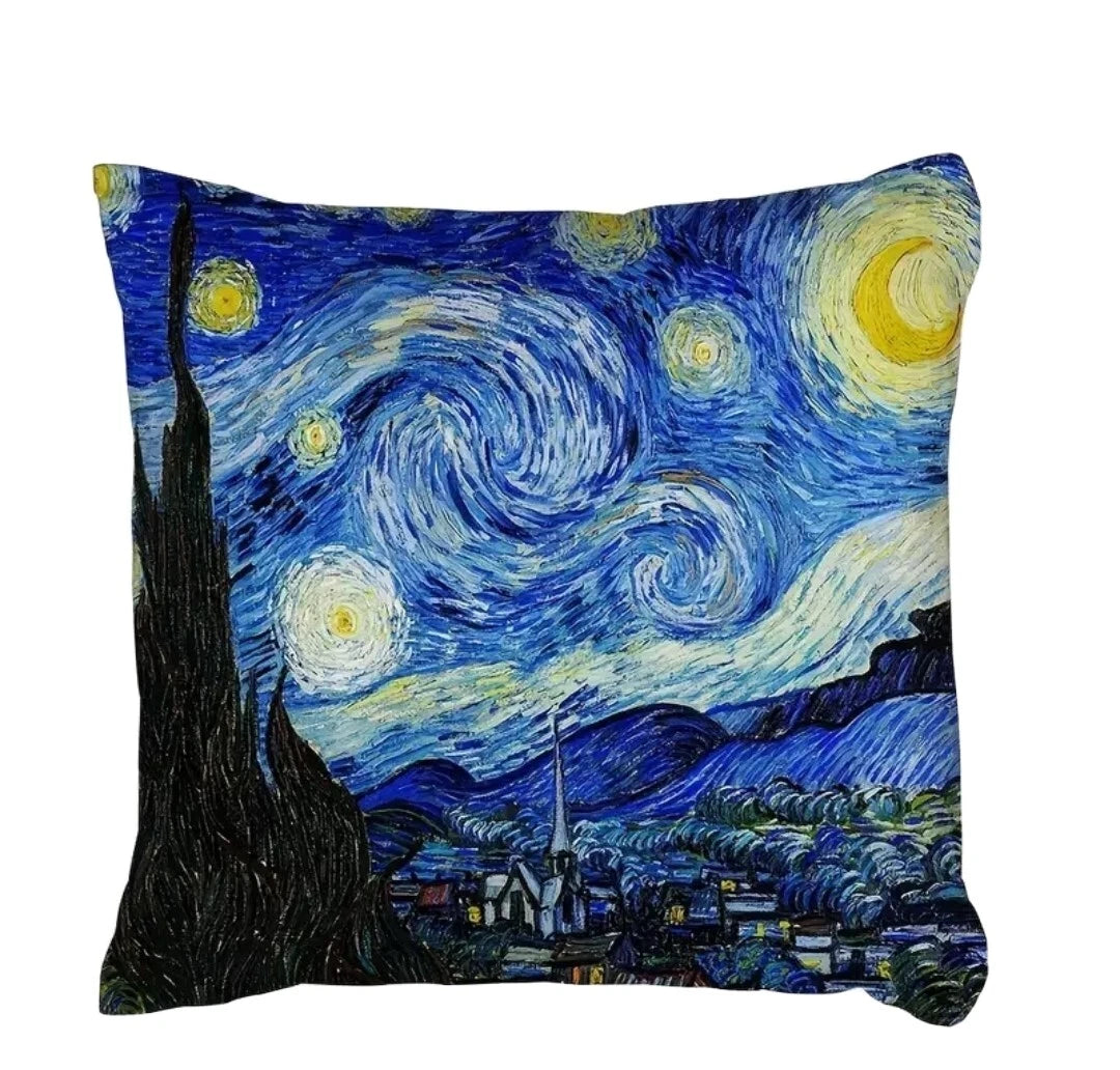 Starry Night Pillow Covers Set of 2 Sofa Decor Cushion Cases  w/Zipper 18 In Art