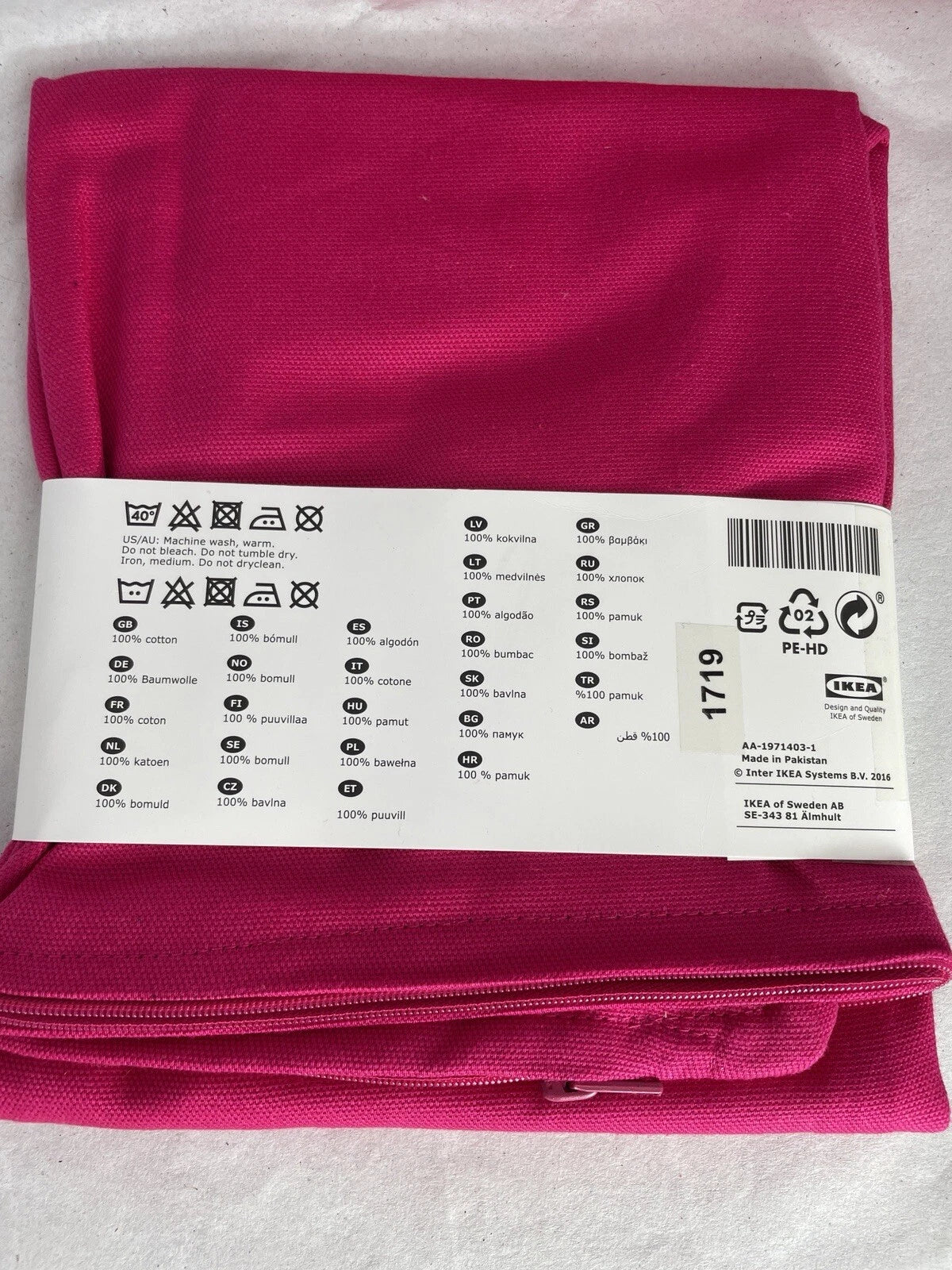 2X IKEA GURLI Cushion Cover 20" x 20" 100% Cotton Bright Pink, Couch Sofa Bed