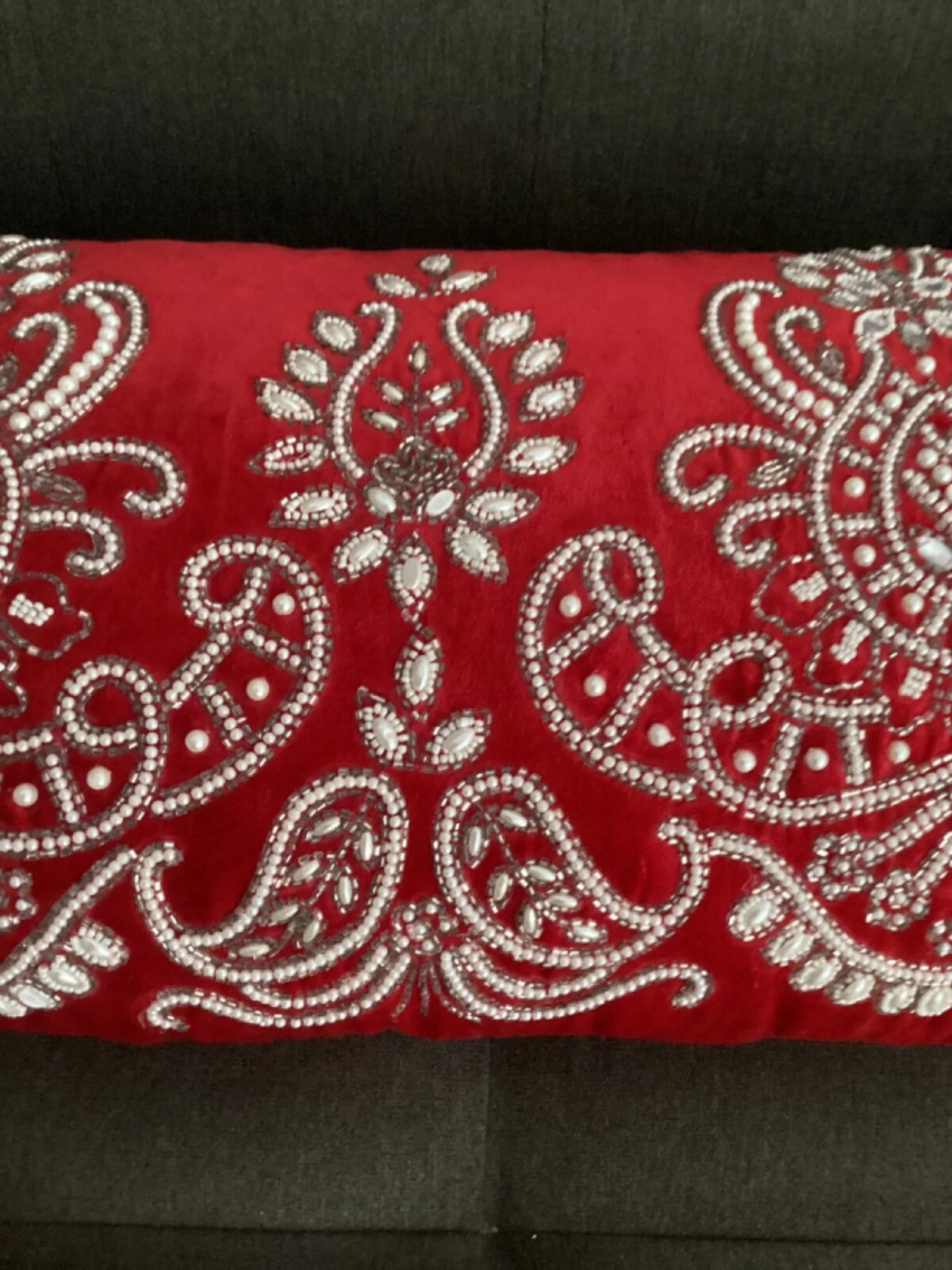 Blinged Cover Throw Sofa Bed Pillow Faux Pearls Diamonds Beads Pillowcase