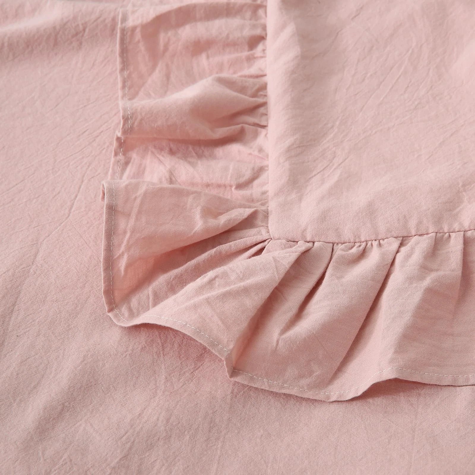 Ruffle Pillowcases Farmhouse Dusty Rose Throw Pillow Covers for Couch,Washed ...