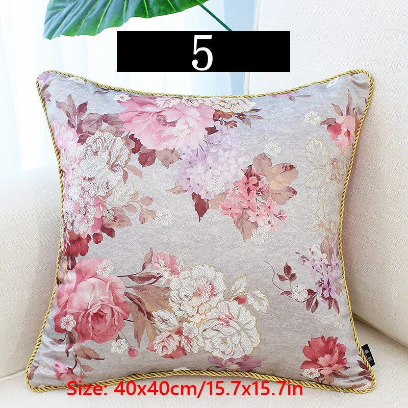 2X Chinese Satin Pillow Case Floral Cushion Covers Sofa Car Bed Home Decor Retro