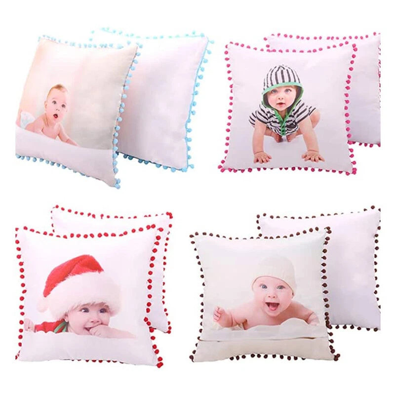 20pcs Sublimation Blank Pillow Case Soft Pom Ball Home Decor Sofa Cushion Cover