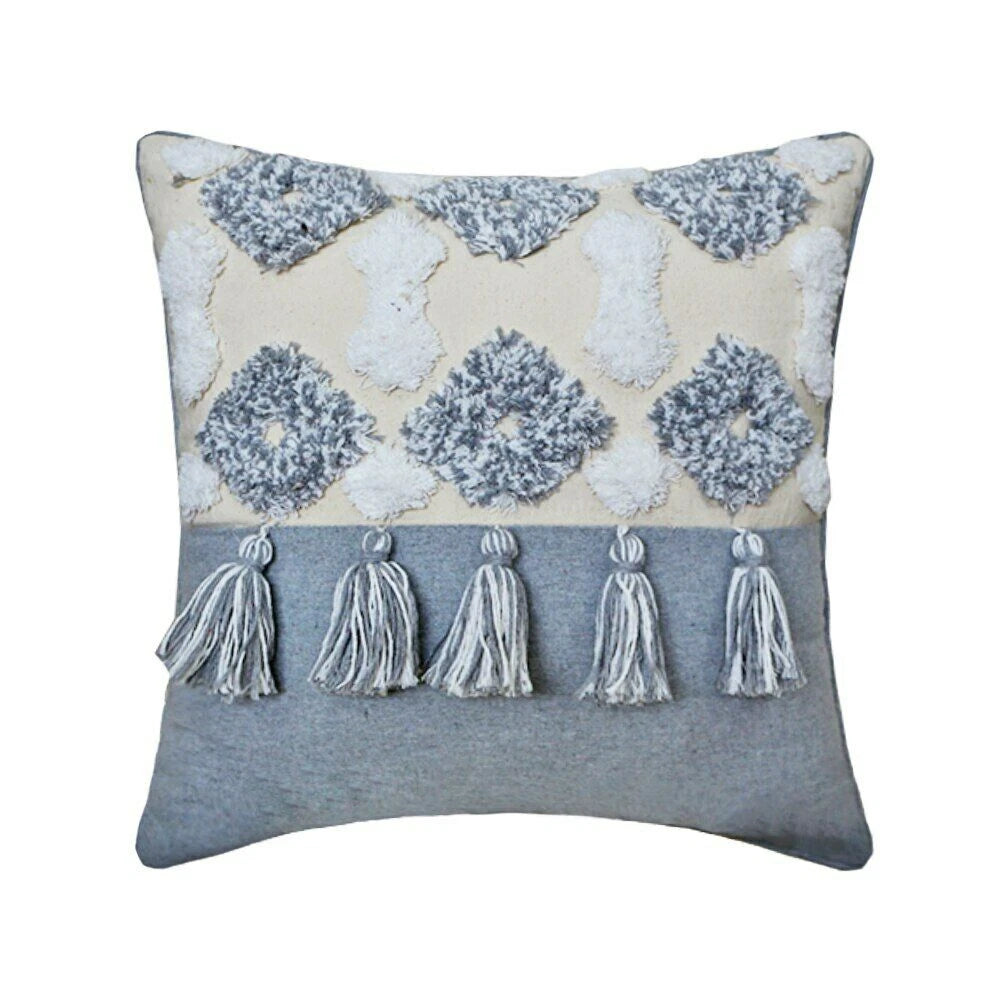 Cushion Cover Moroccan Tufted Tassel Throw Pillow Cover Macrame Pillow Case Sofa