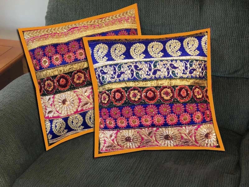 16"-Set of 2 pc Handmade Patchwork Living Room Sofa Pillow Cushion Covers
