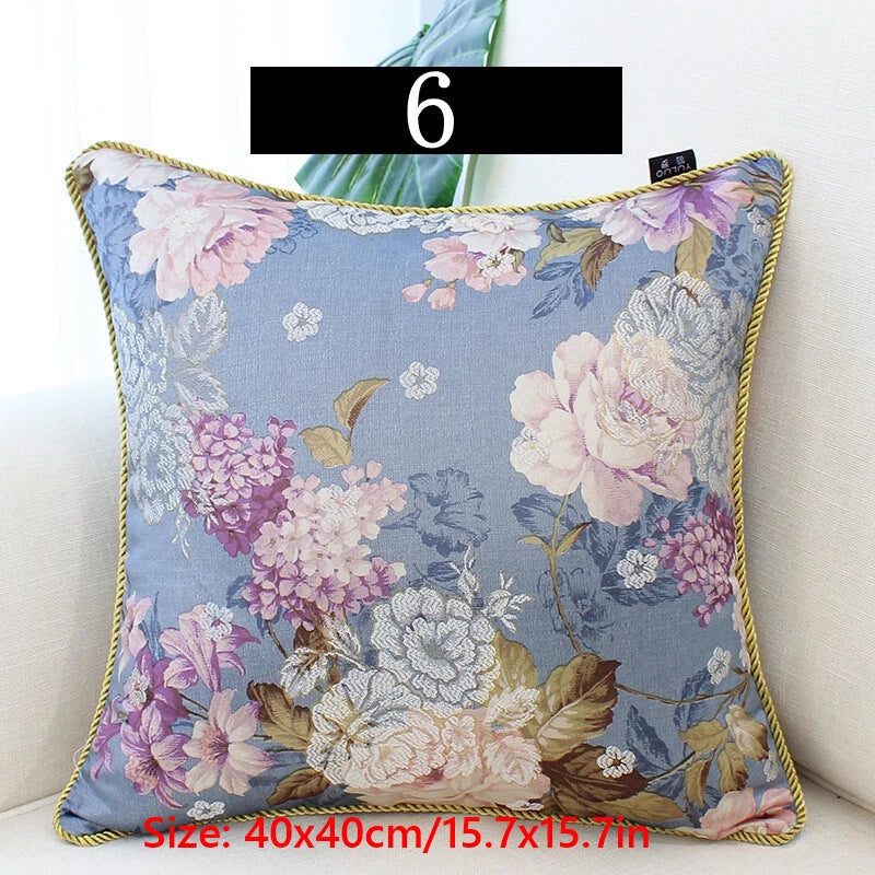 2X Chinese Satin Pillow Case Floral Cushion Covers Sofa Car Bed Home Decor Retro