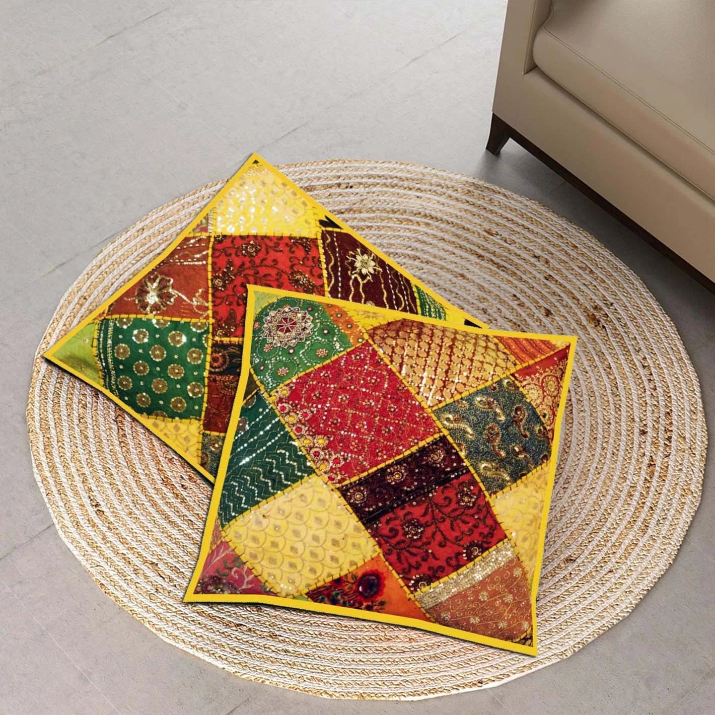 30" Set Of 2 PC Patchwork Cushion Cover Ethnic Sofa Cover Decorative Living Room