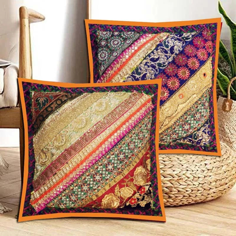 16"-2 Handmade Patchwork Home Sofa Pillow Cushion Covers Living Room Bed Covers