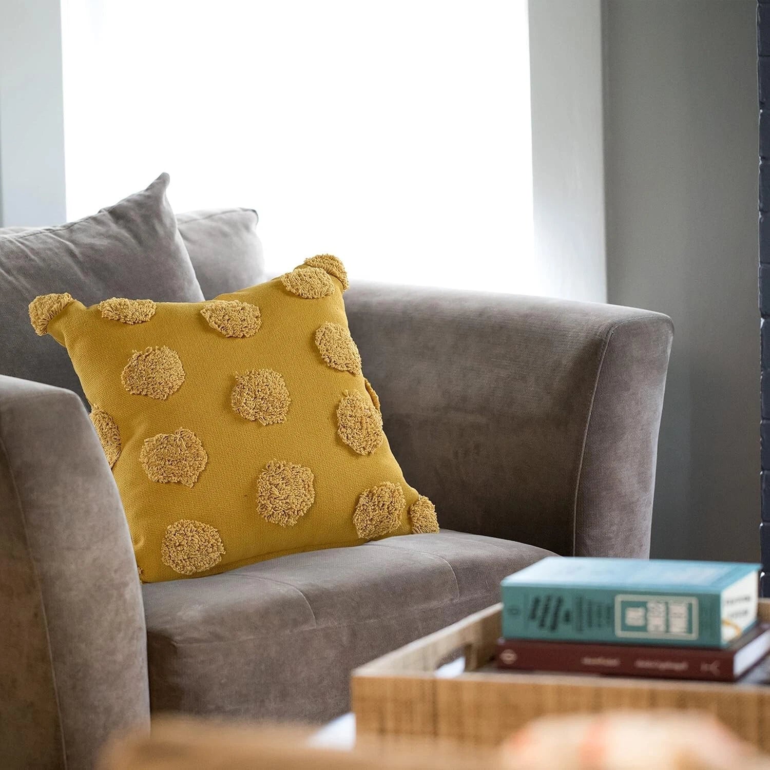 Cotton Tufted dots Cushion Cover Pillow Throw Case For Sofa, Living Room Or Bed