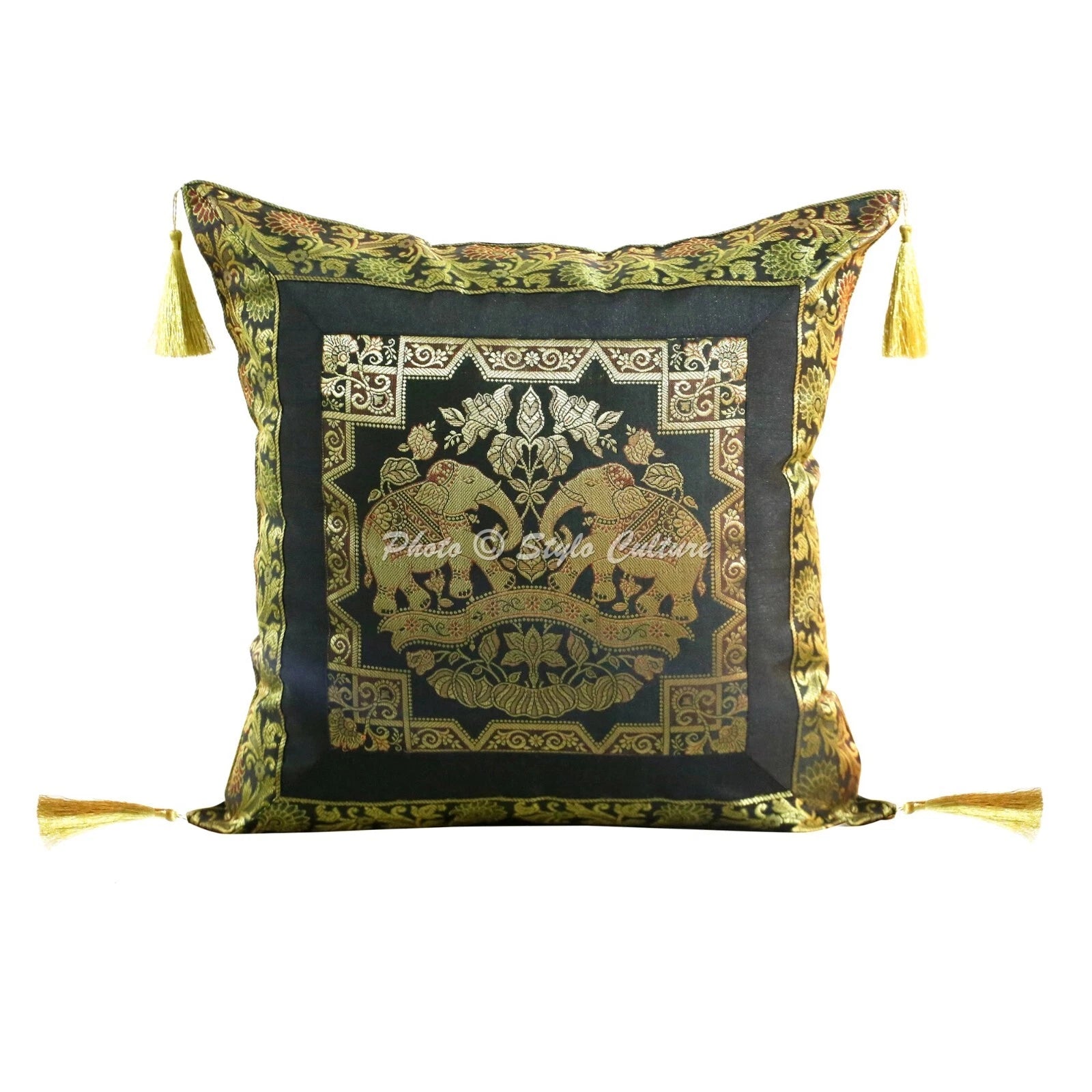 Home Decor 18 x 18 in Cushion Cover Brocade Jacquard Bohemian Pillow Case