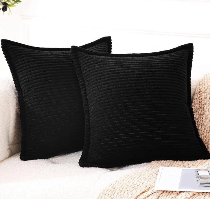 (4) Jumbo 18x18 Black Cord Cushion Cover Soft Feel Pillow Case Sofa Bed FREE SHP