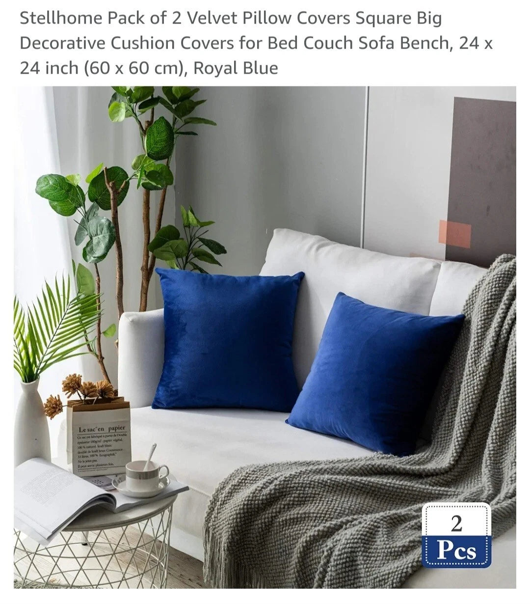 Soft Velvet Throw Pillow Covers Square Decorative Cushion Covers for Bed Couc...