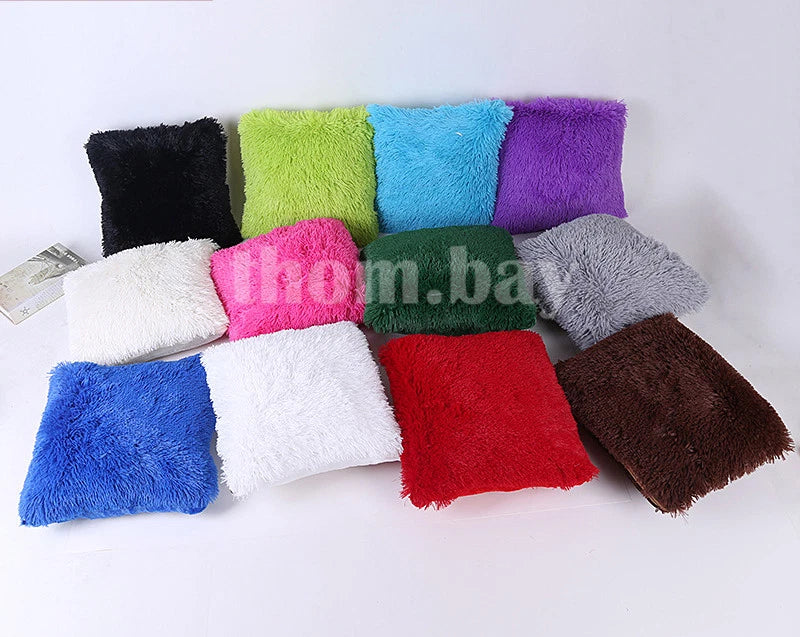 Plain Fluffy Classic Comfy Cushion Cover Cotton Linen Throw Pillow Case Bed Sofa