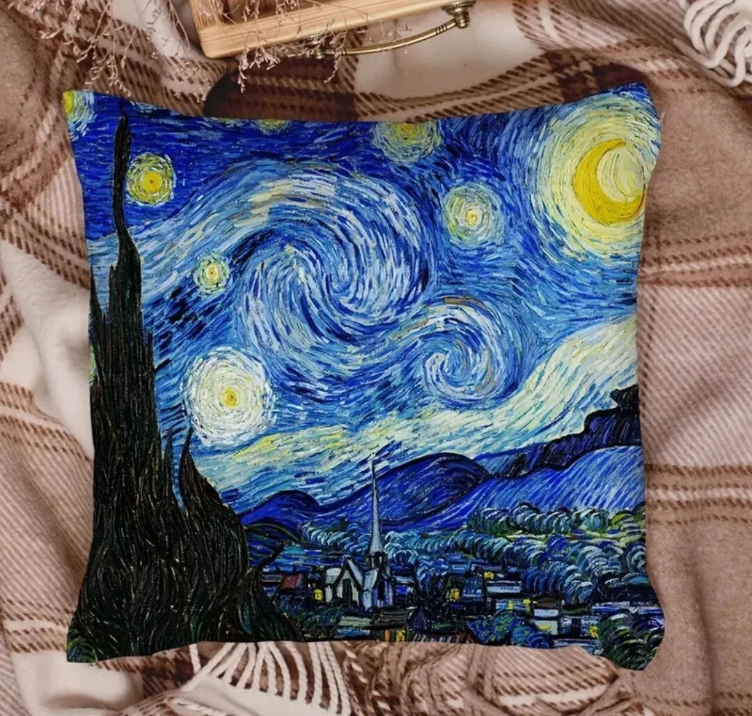 Starry Night Pillow Covers Set of 2 Sofa Decor Cushion Cases  w/Zipper 18 In Art
