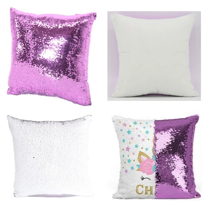 New Sublimation Blank Reversible Sequin Magic Pillowcase Home Sofa Car Decor