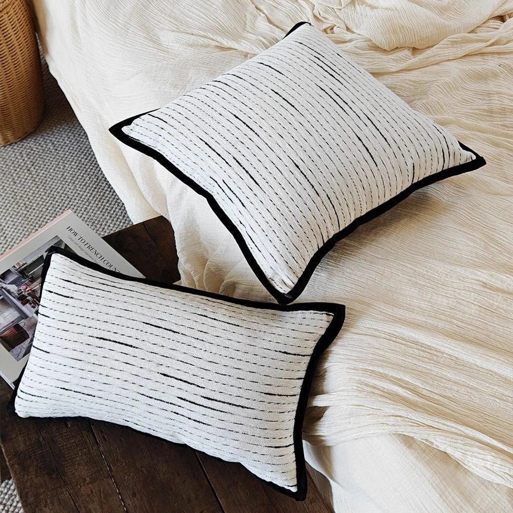 Cushion Cover Striped Jacquard Pillowcase Living Room Sofa With Pillow Covers
