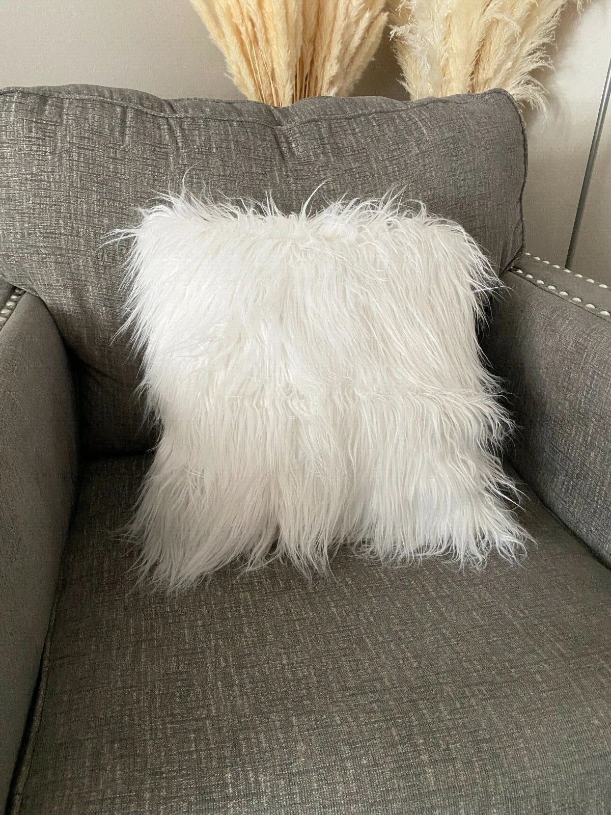 Pillow Cover 18"/18" Sofa Bed White Case Faux Fur Pillow Cushion Home Decor