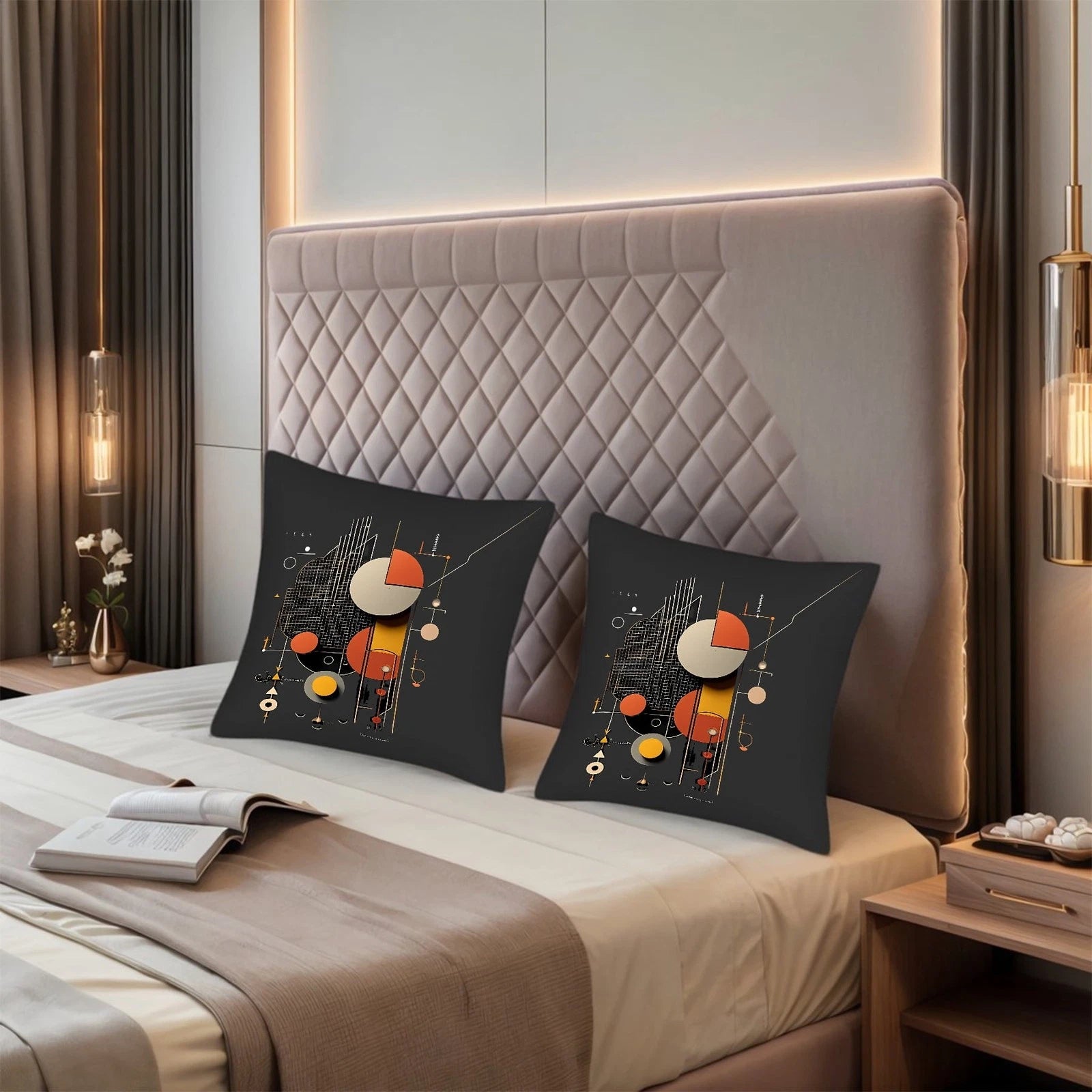 Set of 2 Modern Abstract Throw Pillow Covers 18x18in - for Couch Bed Car