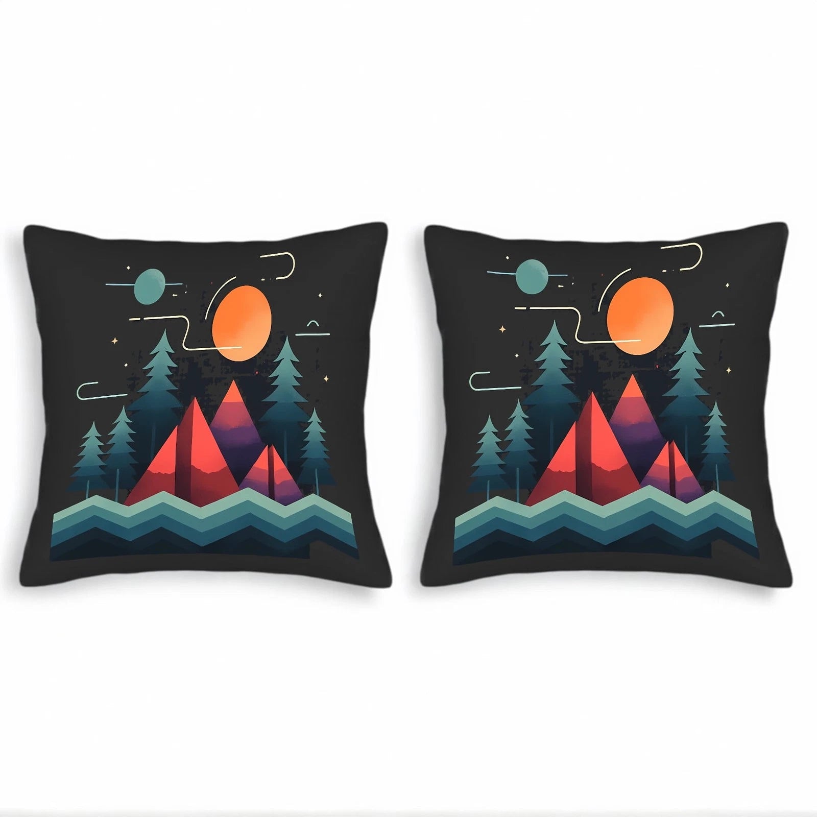 Stylized Night Sky Throw Pillow Covers 18x18in Set of 2 - for Couch Bed Car
