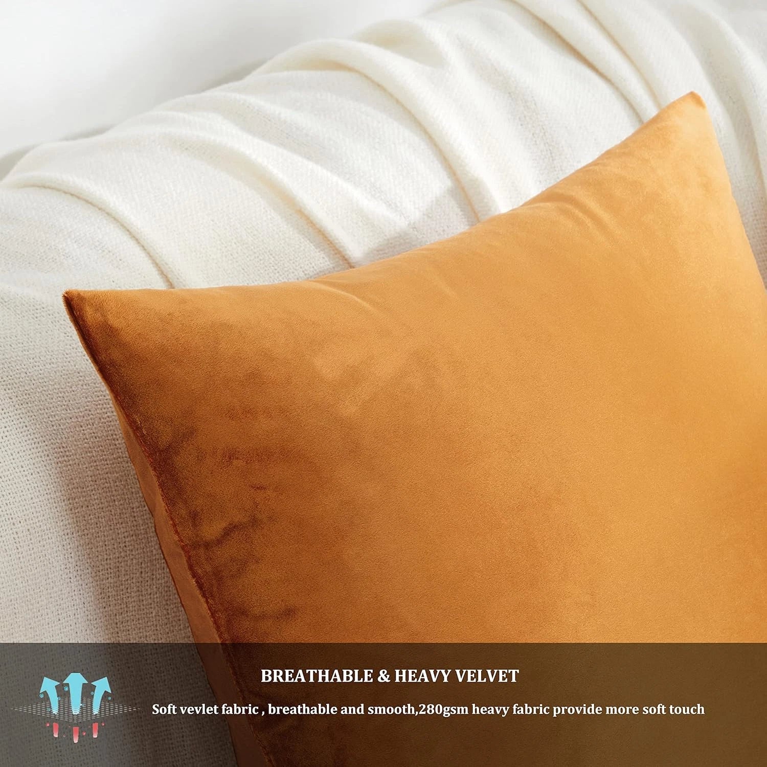 2 Pack Cinnamon Orange Velvet Pillow Covers for Sofa & Bed