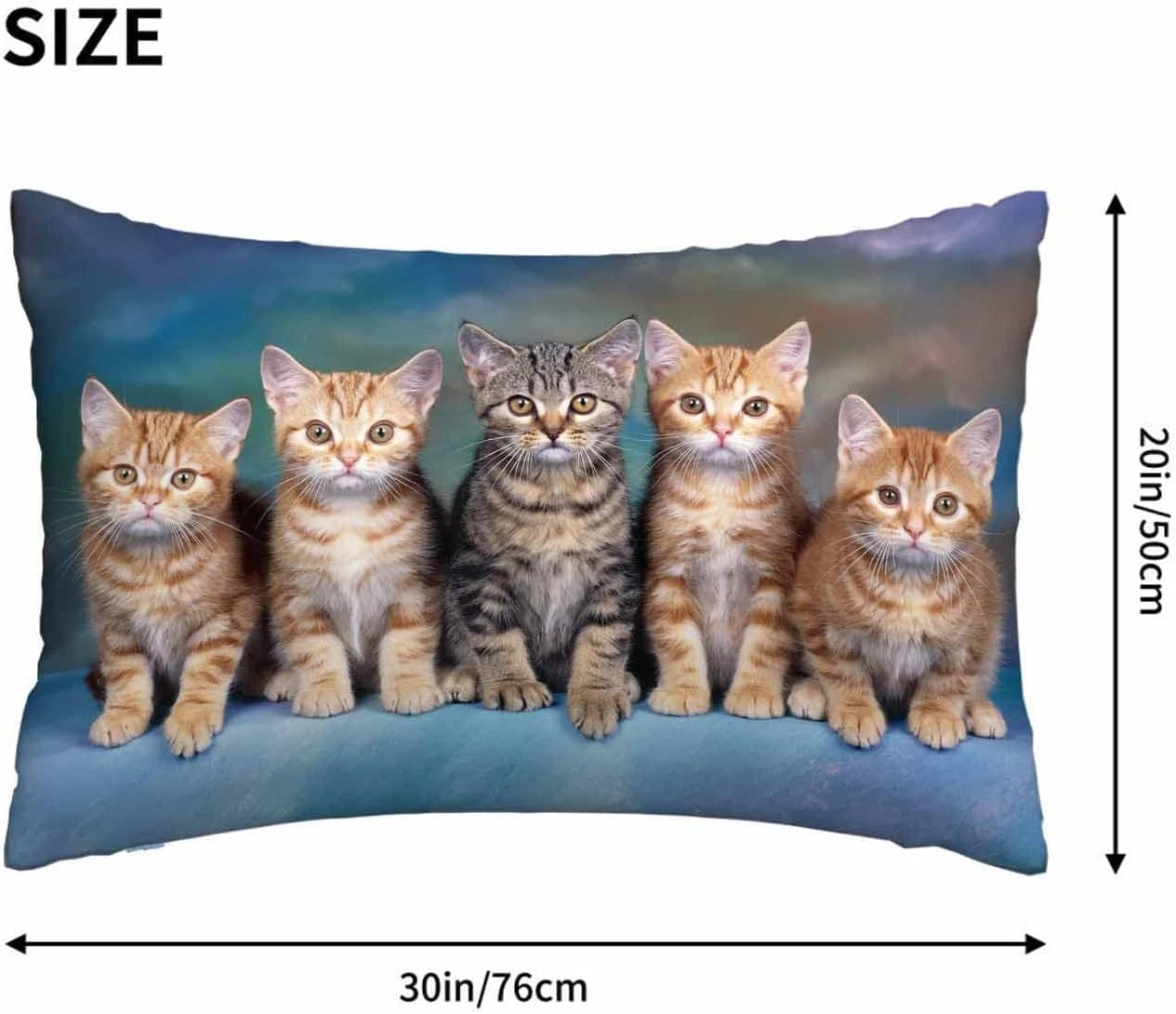 Cushion Cover Cute Kitten Cat,Pillow Case for Bed Couch Sofa Office Decor 20X30