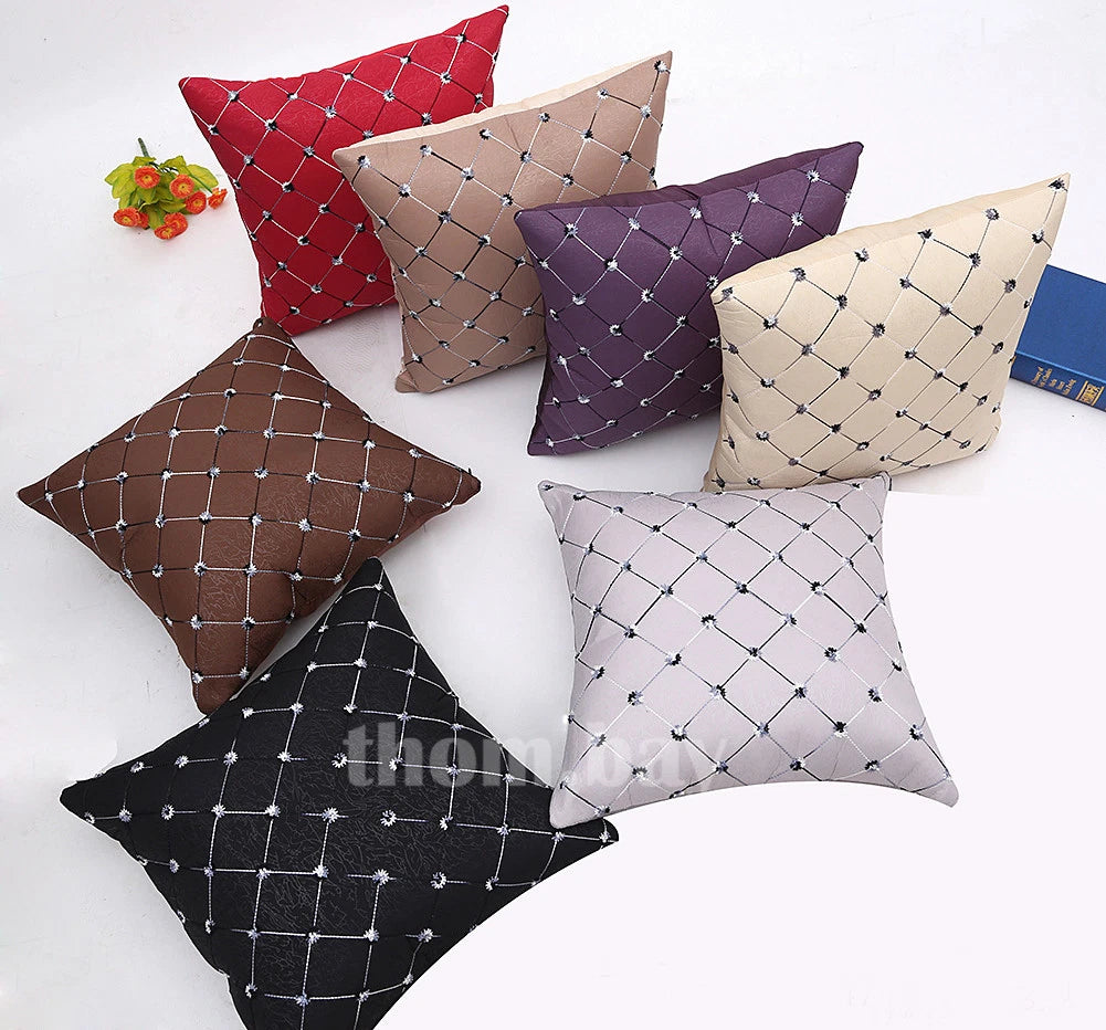 Plain Fluffy Classic Comfy Cushion Cover Cotton Linen Throw Pillow Case Bed Sofa