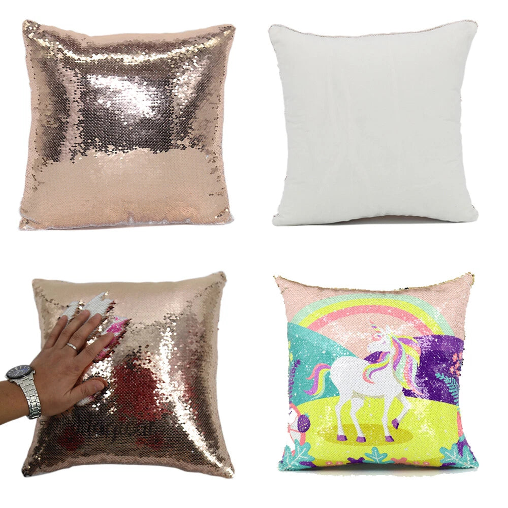 10Pcs Blank Reversible Sequin Pillowcase Home Sofa Car Decor for Sublimation New