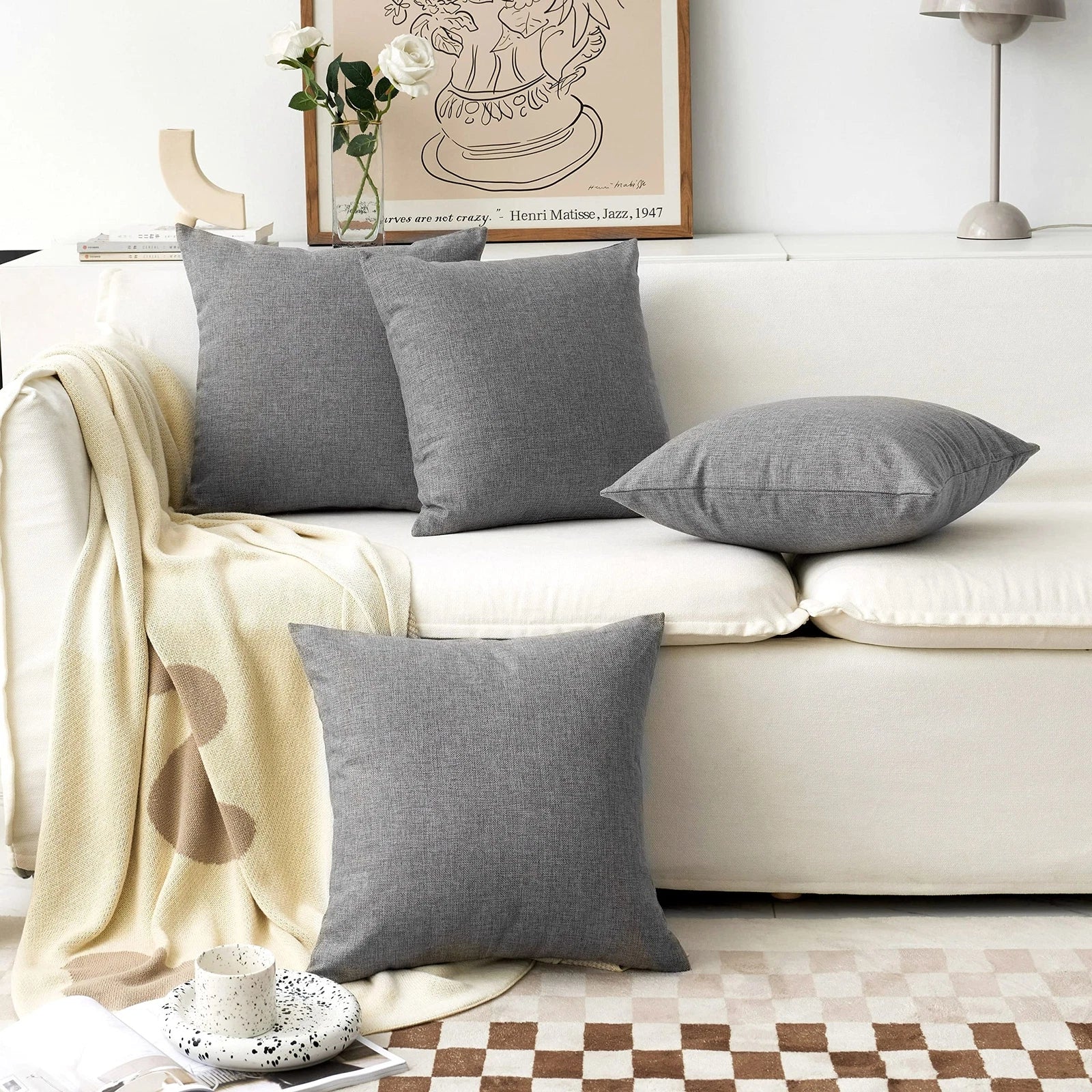 Couch Pillow Covers Linen Square Throw Pillow Cases Cushion Covers for Bed 18...