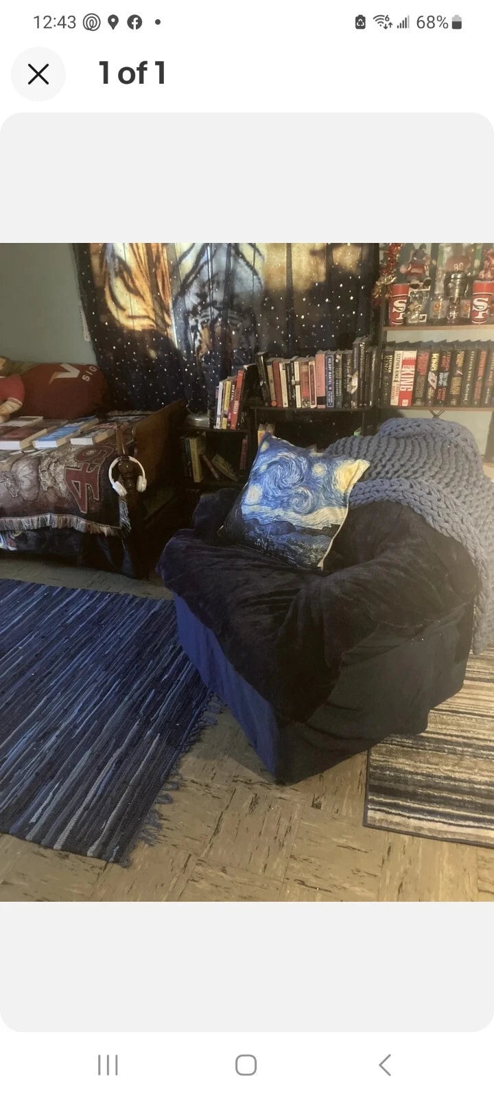 Starry Night Pillow Covers Set of 2 Sofa Decor Cushion Cases  w/Zipper 18 In Art