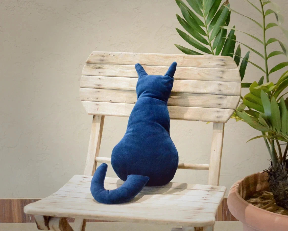 Velvet cat pillow | decorative throw pillow | Kid's kitty Pillow