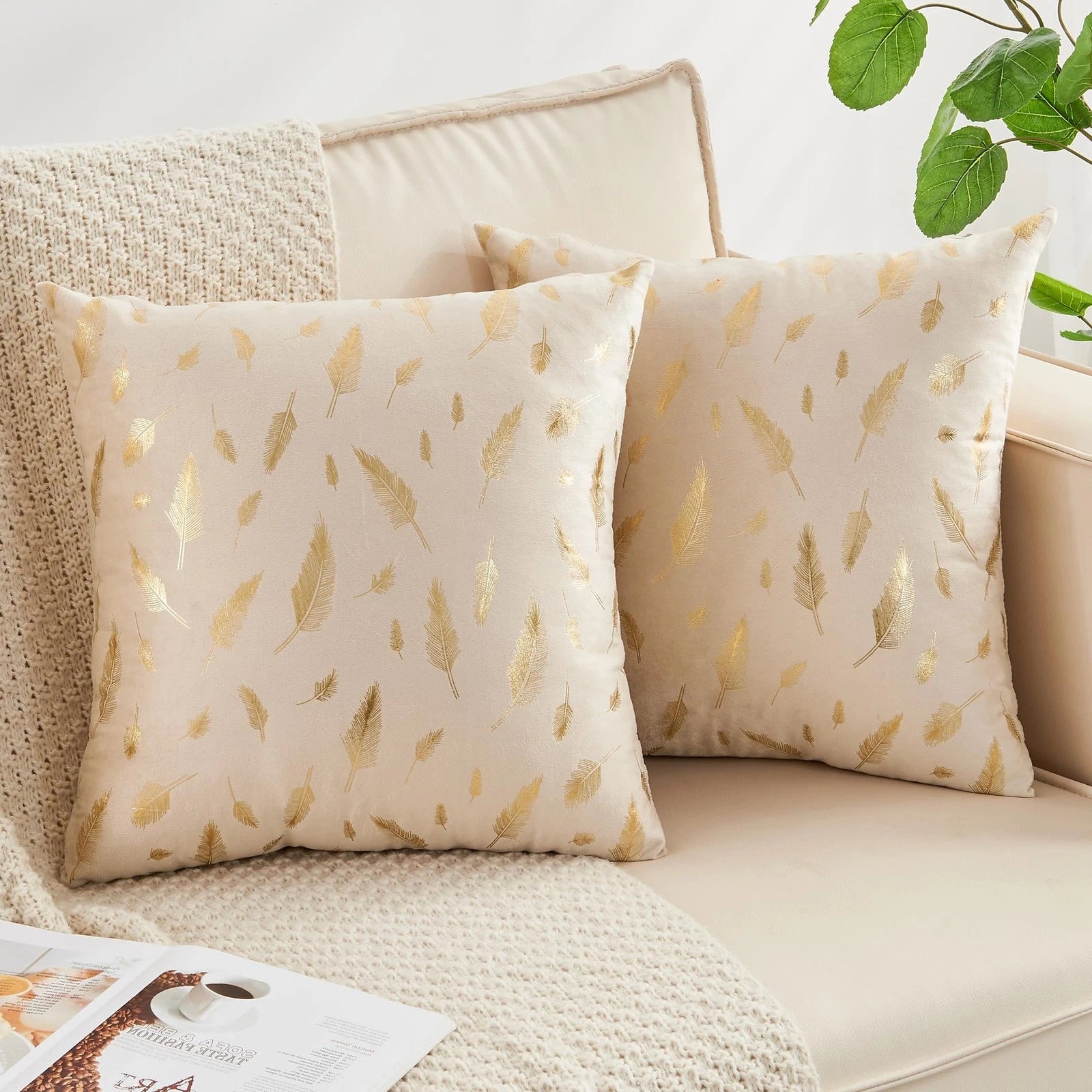 Pack of 2 Decorative Throw Pillow Covers 20x20 Inch for Couch Bed Sofa, Velve...