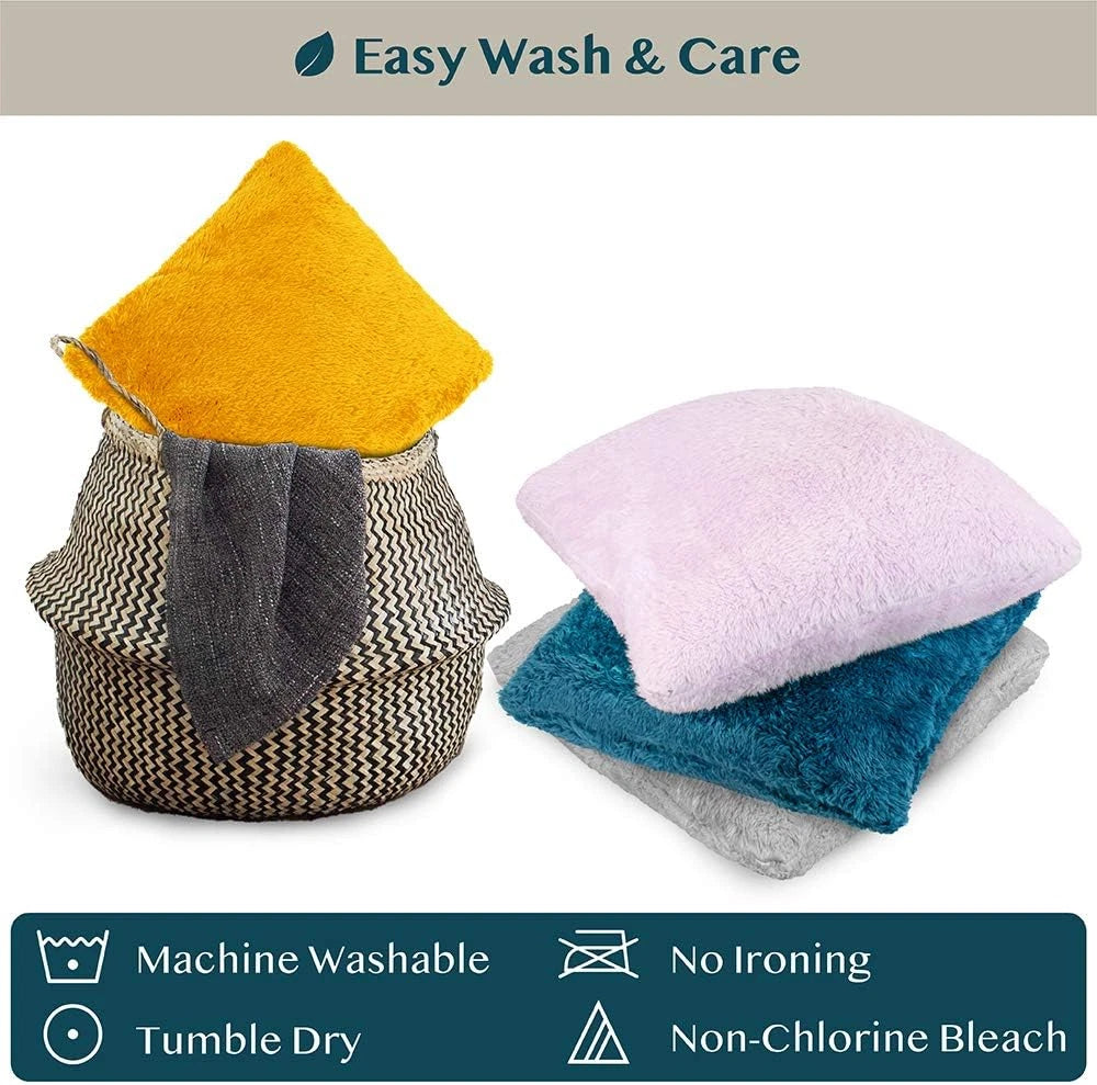 Fluffy Dusty Blue Throw Pillow Covers, Decorative Accent Pillow Cases for Bed So