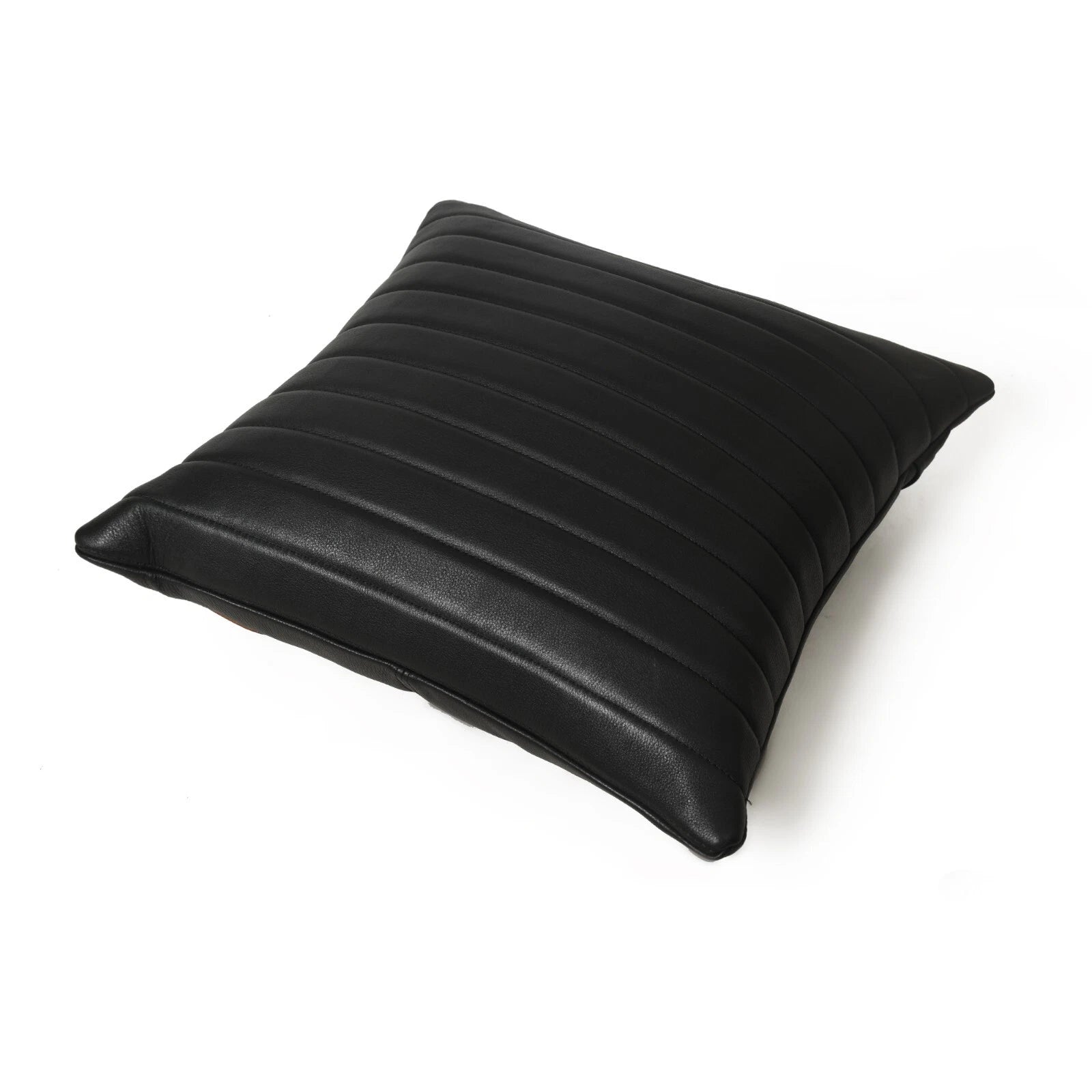 MOUSM Leather Parallel Lines Throw Pillow Covers Cushion for Sofa Couch 18x18"