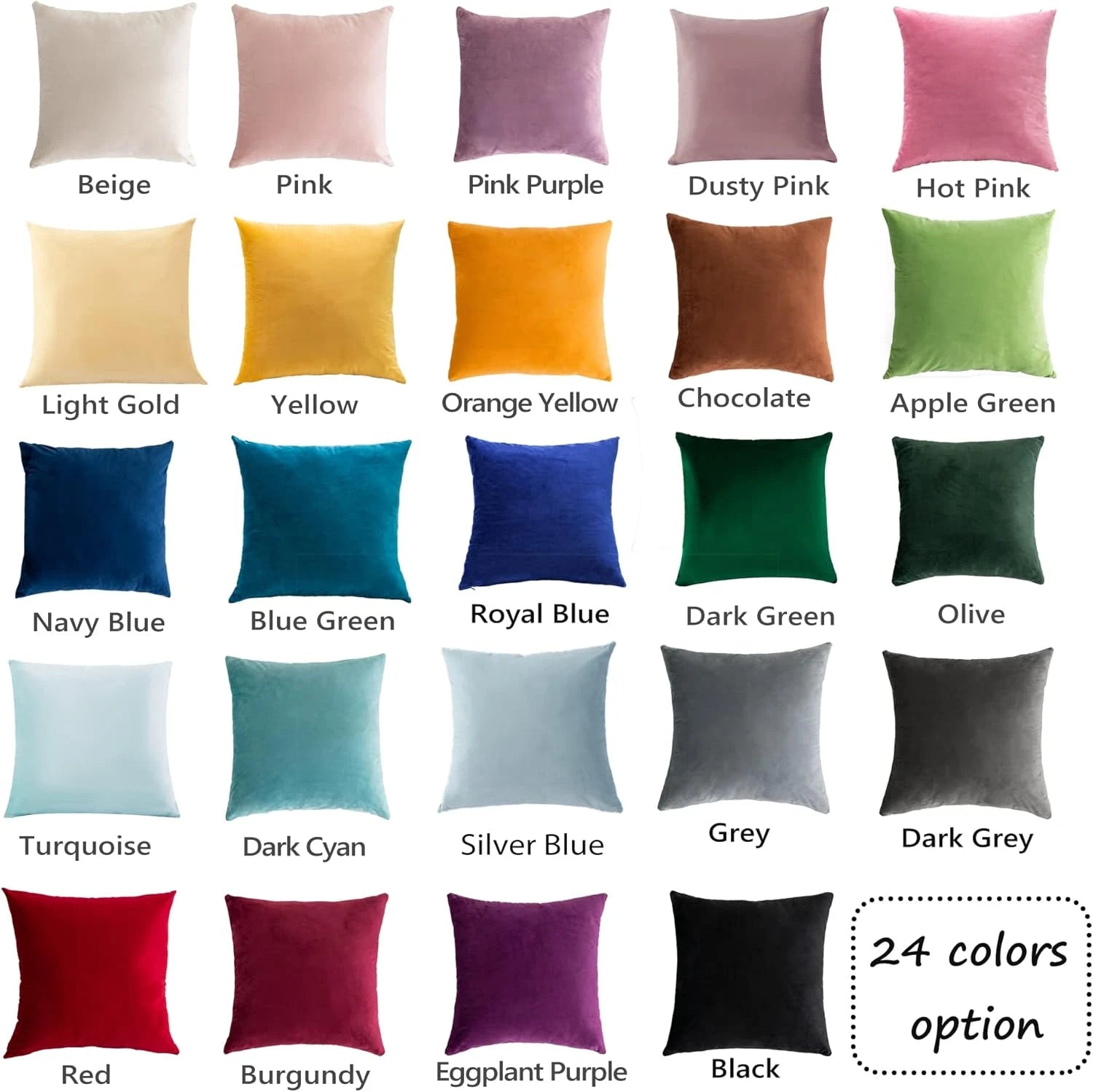 Super Soft Velvet Square Throw Pillow Covers for Bed Couch Sofa Bench, 18 X 18