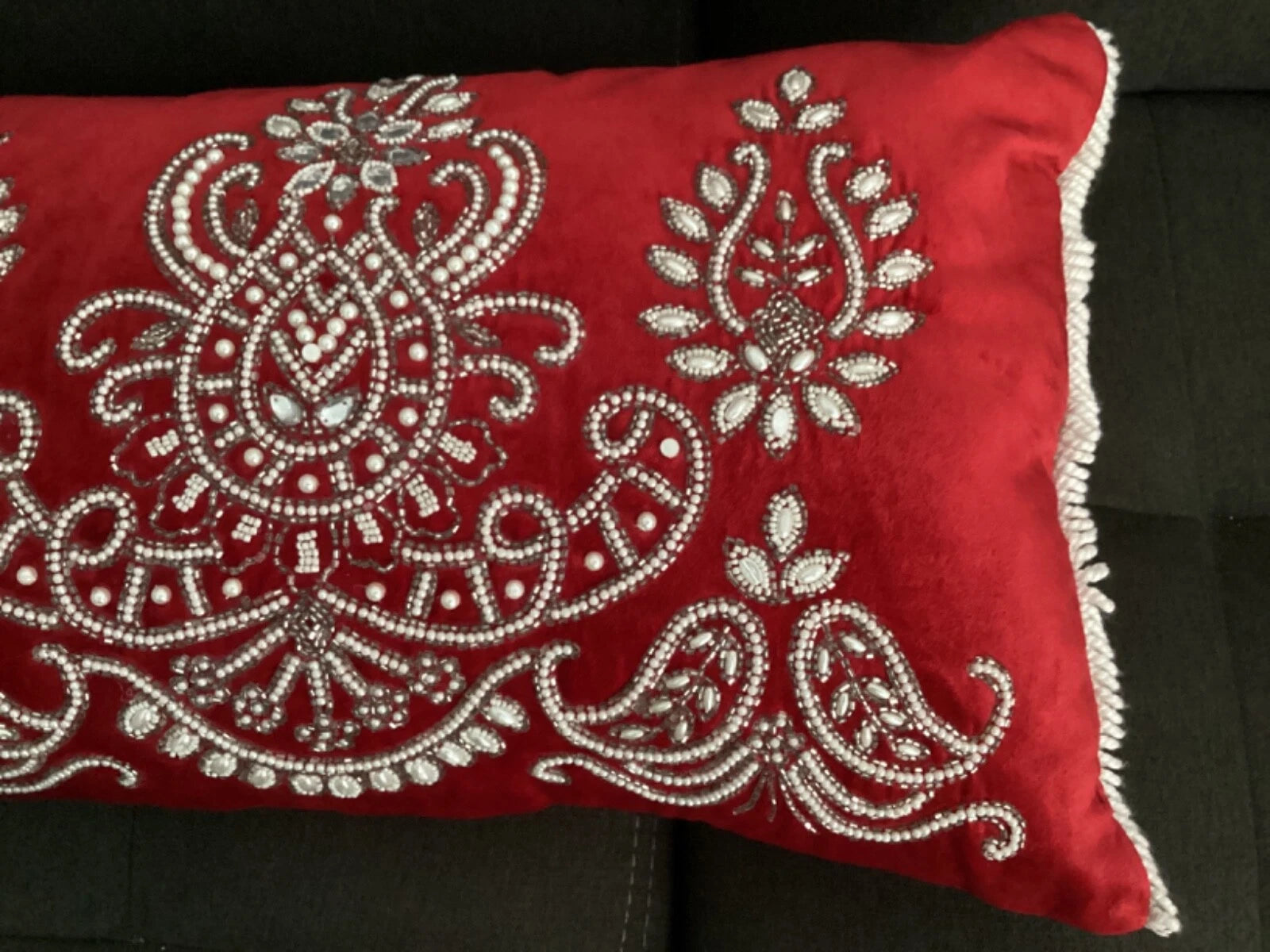 Blinged Cover Throw Sofa Bed Pillow Faux Pearls Diamonds Beads Pillowcase